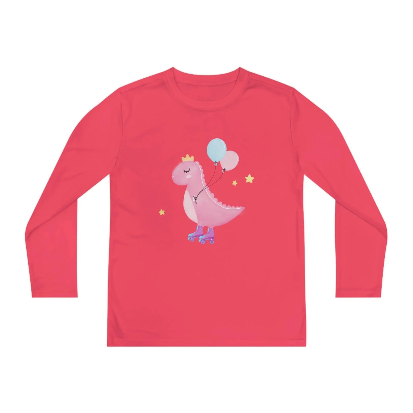 Dino dinosaur skating balloons Youth Long Sleeve Competitor Tee