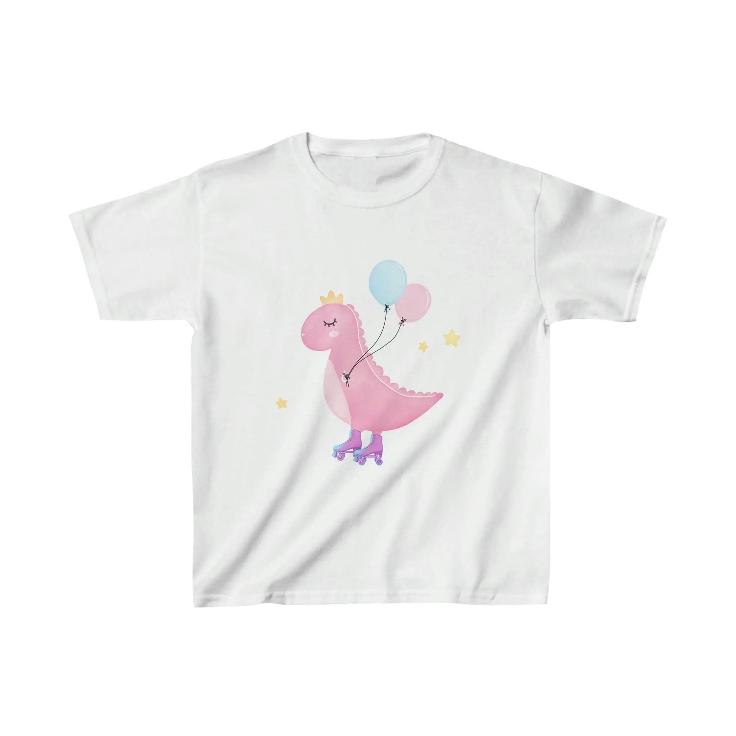 Dino dinosaur skating balloons, Kids Heavy Cotton Tee