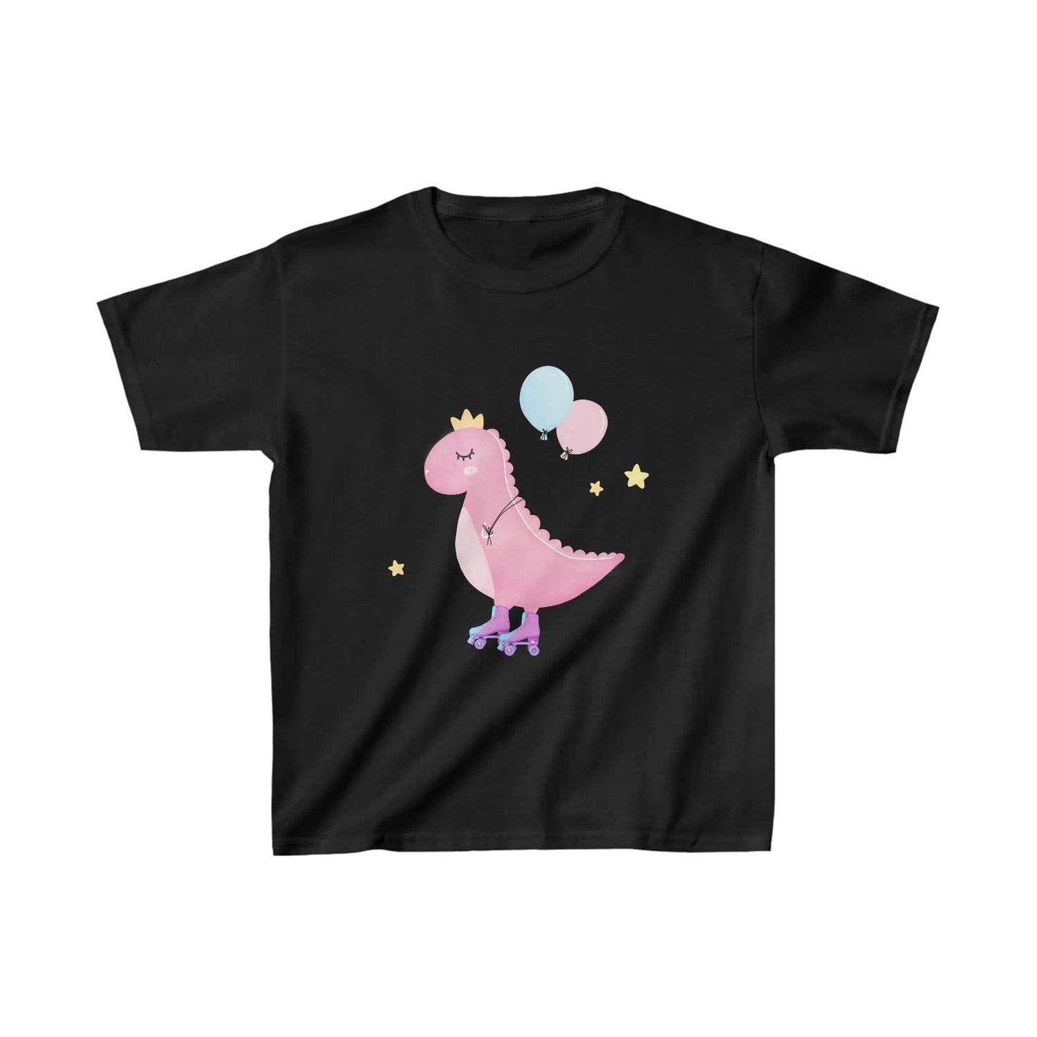 Dino dinosaur skating balloons, Kids Heavy Cotton Tee