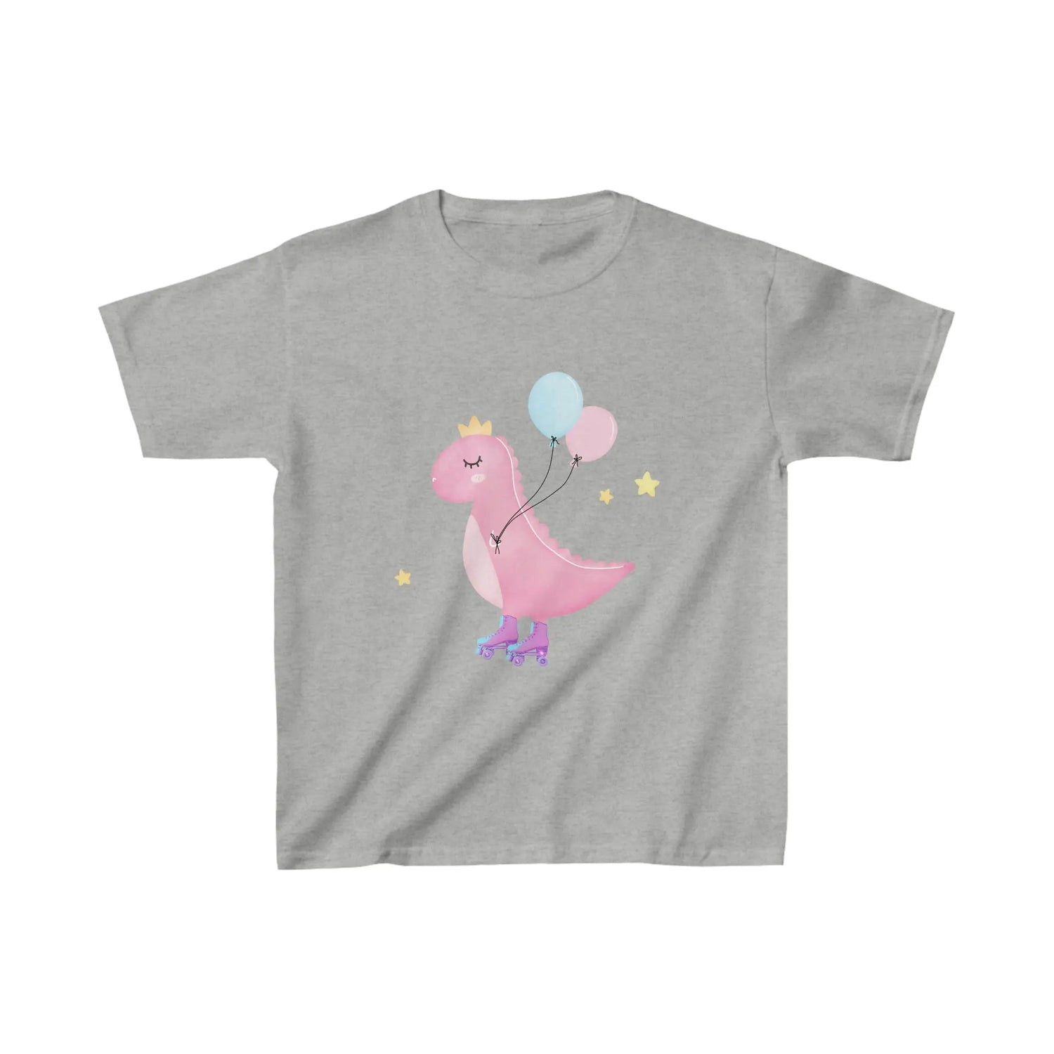 Dino dinosaur skating balloons, Kids Heavy Cotton Tee