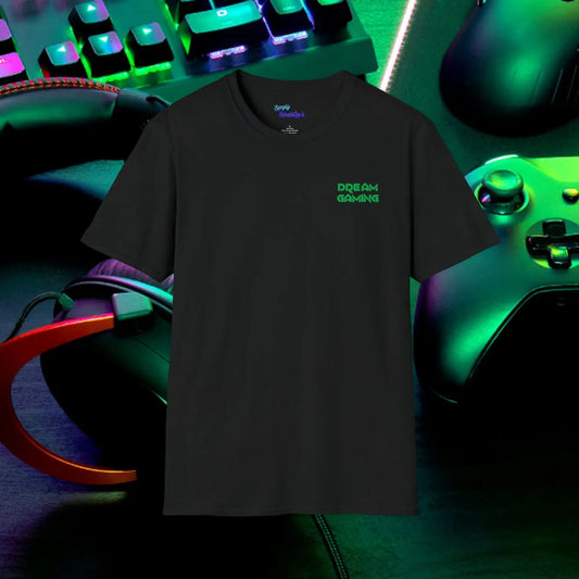 Dream Gaming with Logo on Front - Unisex Softstyle T-Shirt *Custom