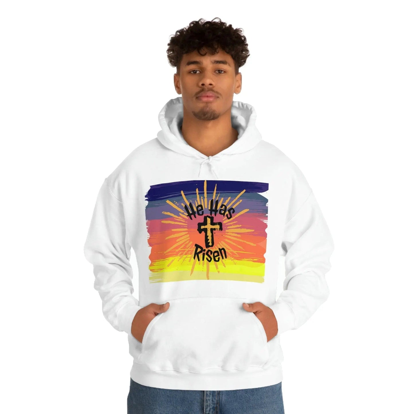 Easter He is Risen Sunset Unisex Heavy Blend Hooded Sweatshirt