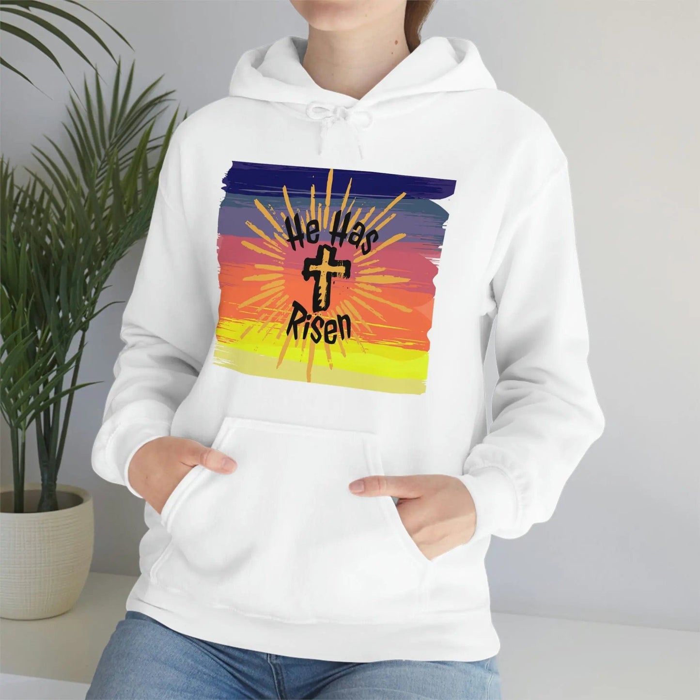 Easter He is Risen Sunset Unisex Heavy Blend Hooded Sweatshirt