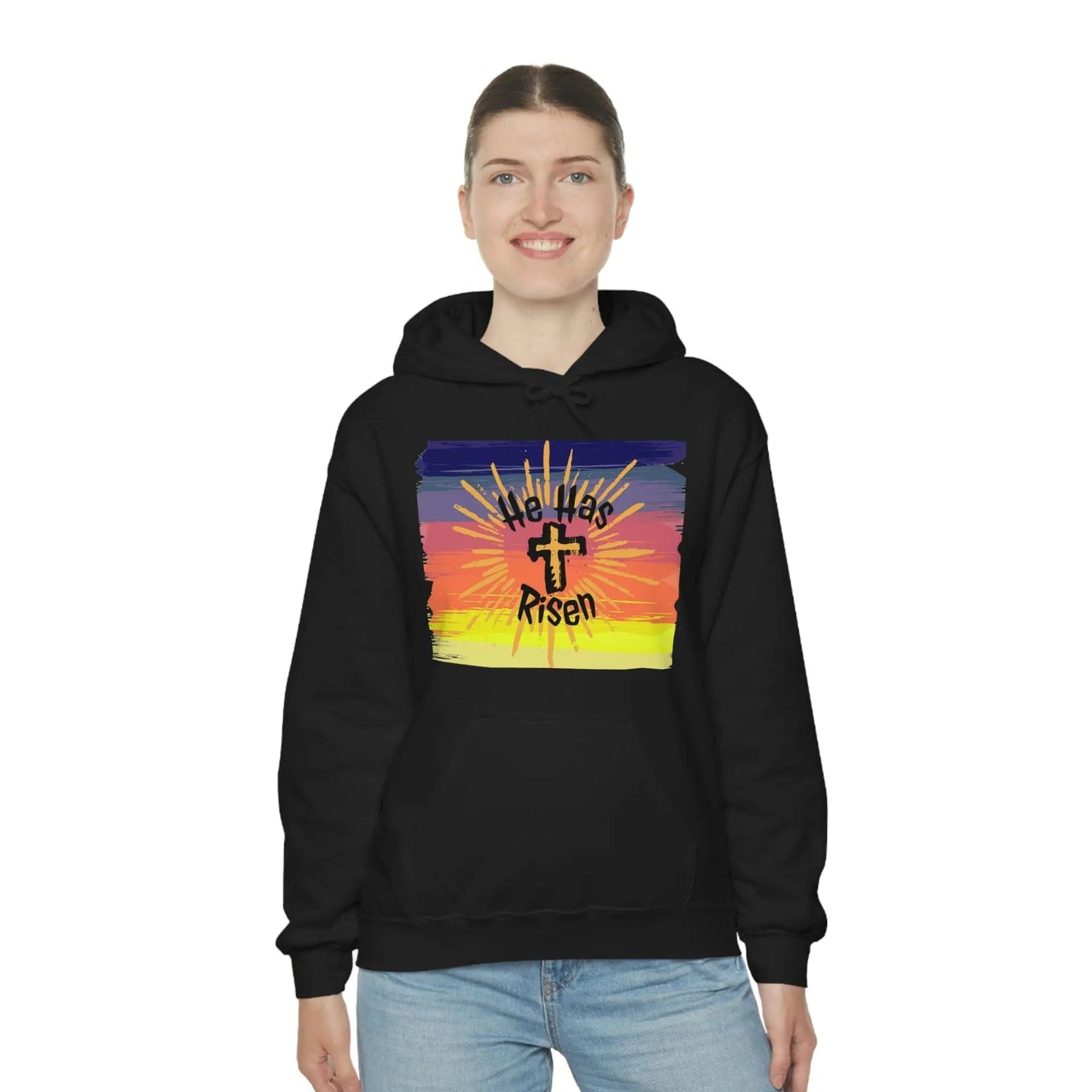 Easter He is Risen Sunset Unisex Heavy Blend Hooded Sweatshirt