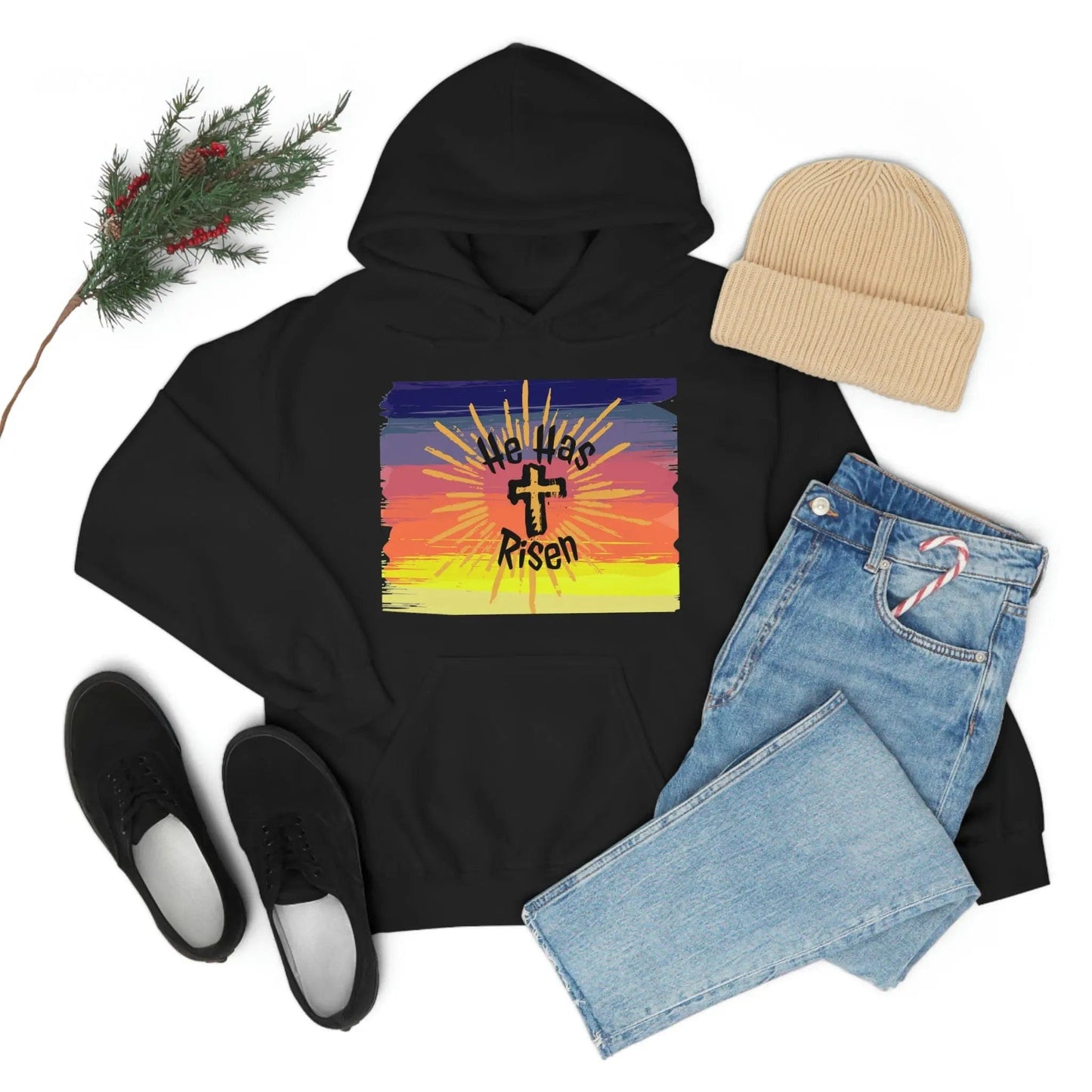 Easter He is Risen Sunset Unisex Heavy Blend Hooded Sweatshirt