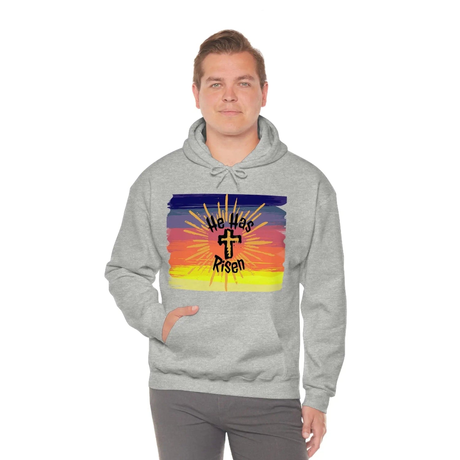 Easter He is Risen Sunset Unisex Heavy Blend Hooded Sweatshirt