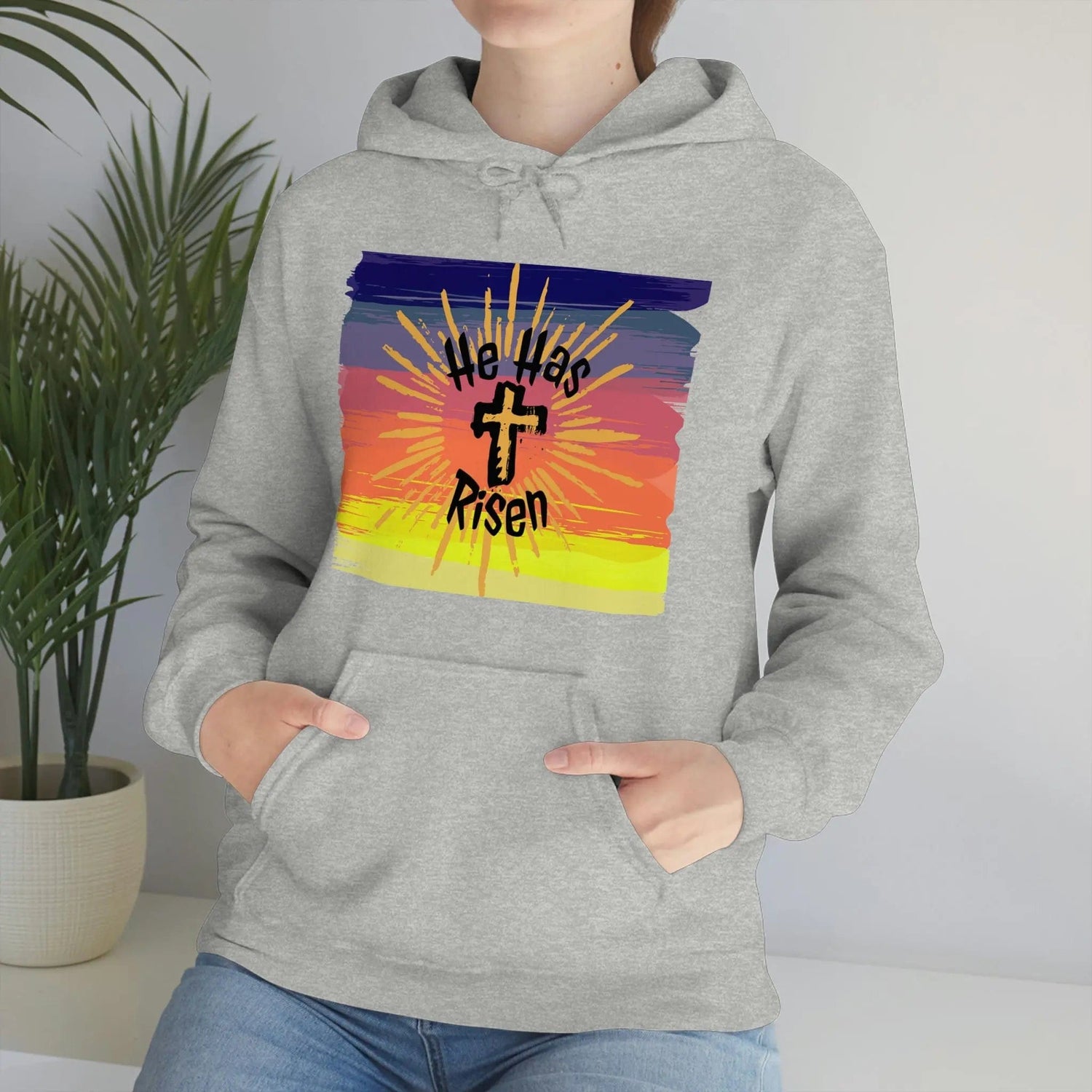 Easter He is Risen Sunset Unisex Heavy Blend Hooded Sweatshirt