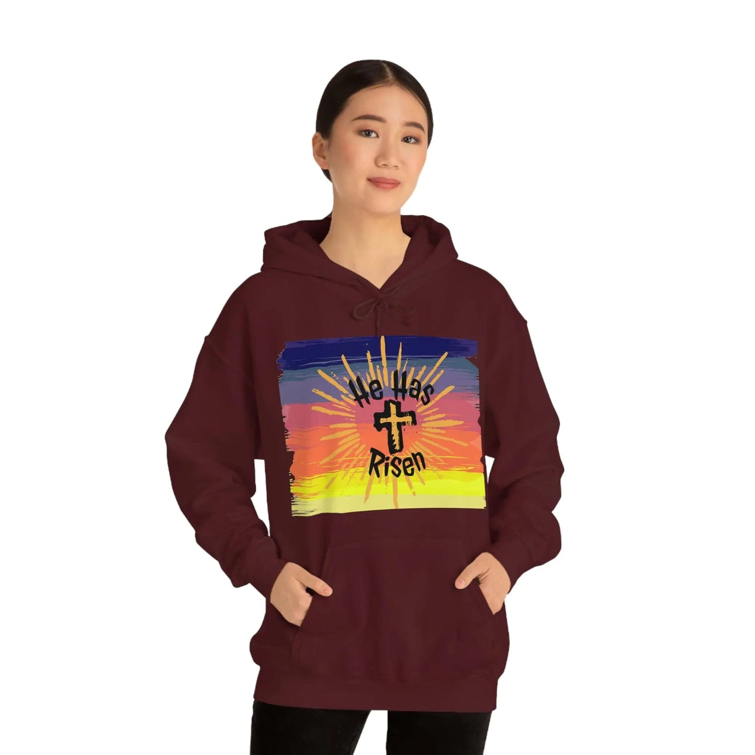 Easter He is Risen Sunset Unisex Heavy Blend Hooded Sweatshirt