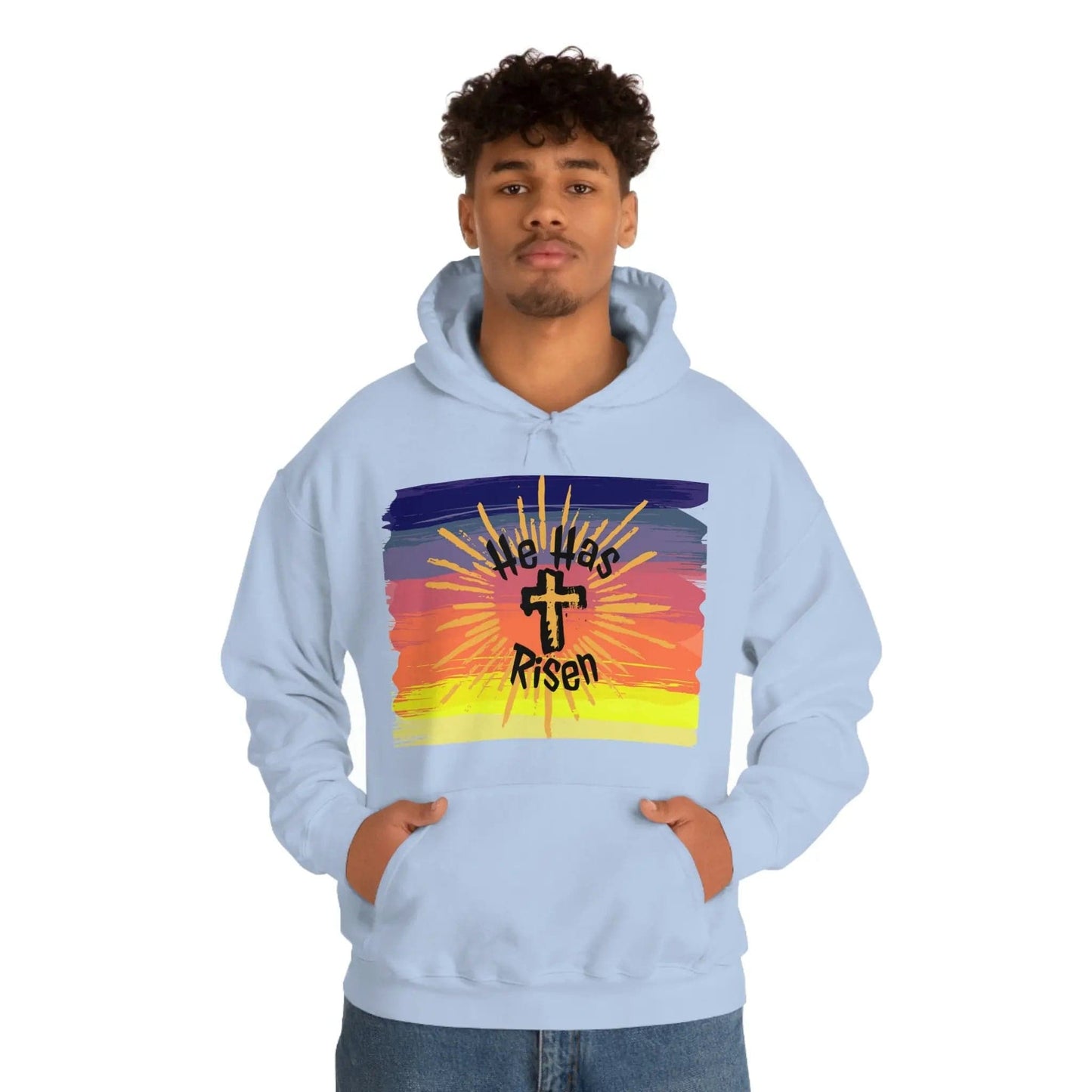 Easter He is Risen Sunset Unisex Heavy Blend Hooded Sweatshirt