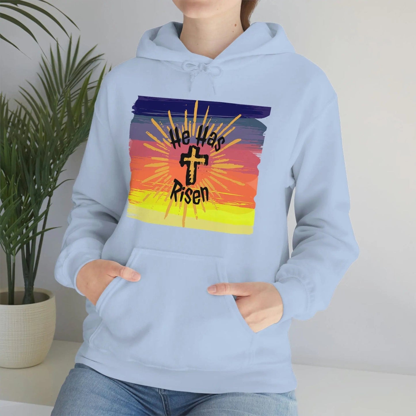 Easter He is Risen Sunset Unisex Heavy Blend Hooded Sweatshirt