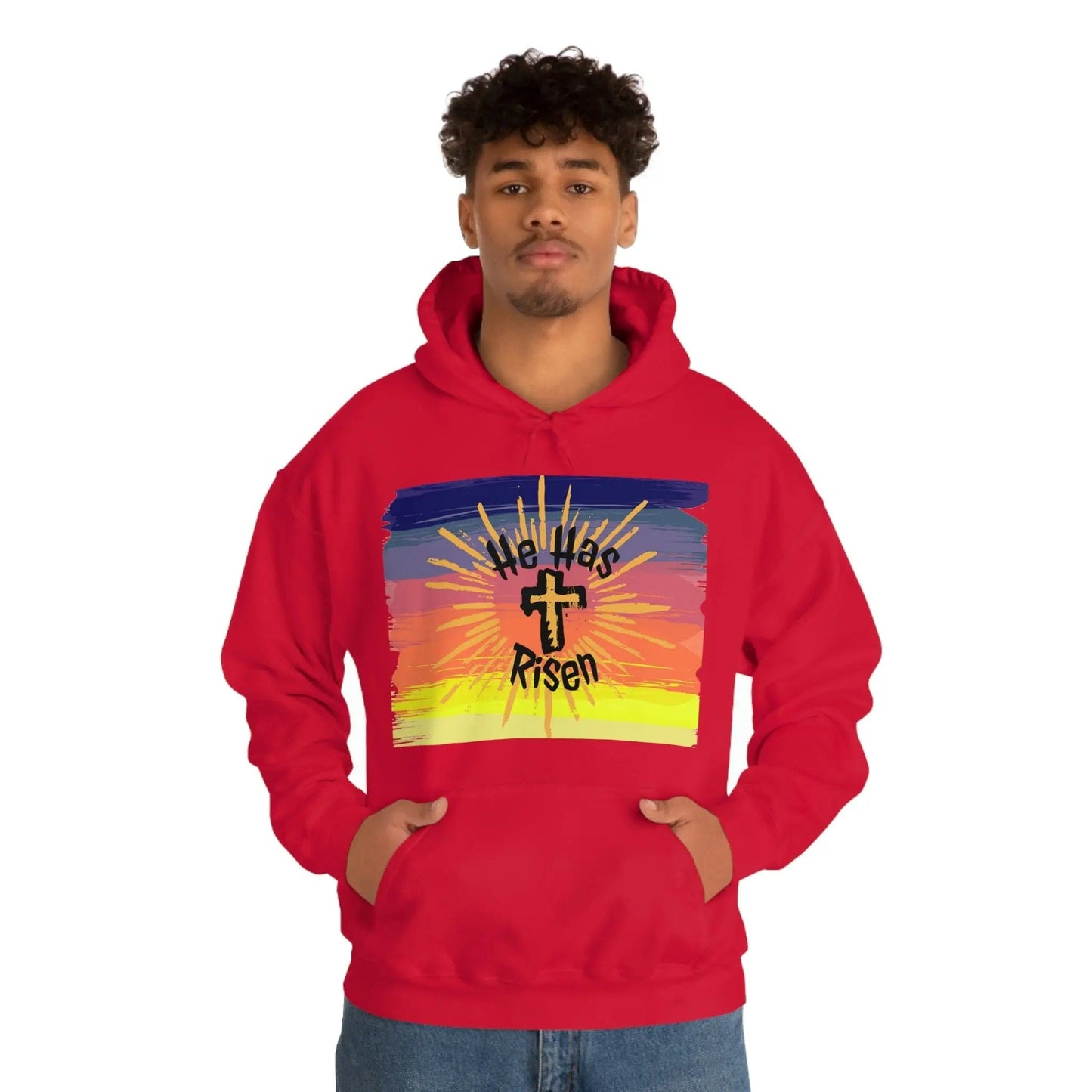 Easter He is Risen Sunset Unisex Heavy Blend Hooded Sweatshirt