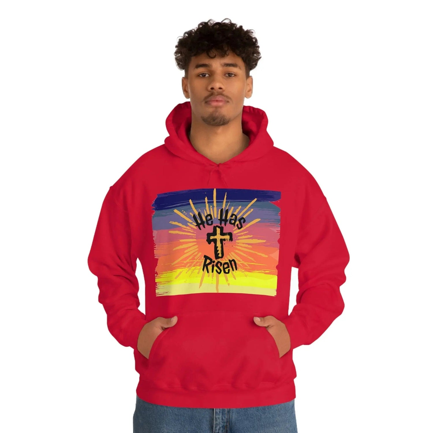 Easter He is Risen Sunset Unisex Heavy Blend Hooded Sweatshirt