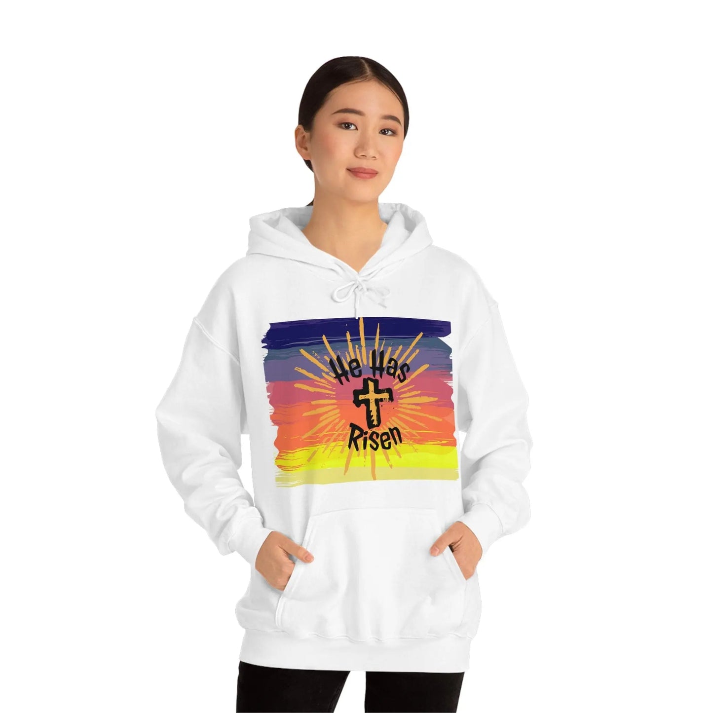 Easter He is Risen Sunset Unisex Heavy Blend Hooded Sweatshirt