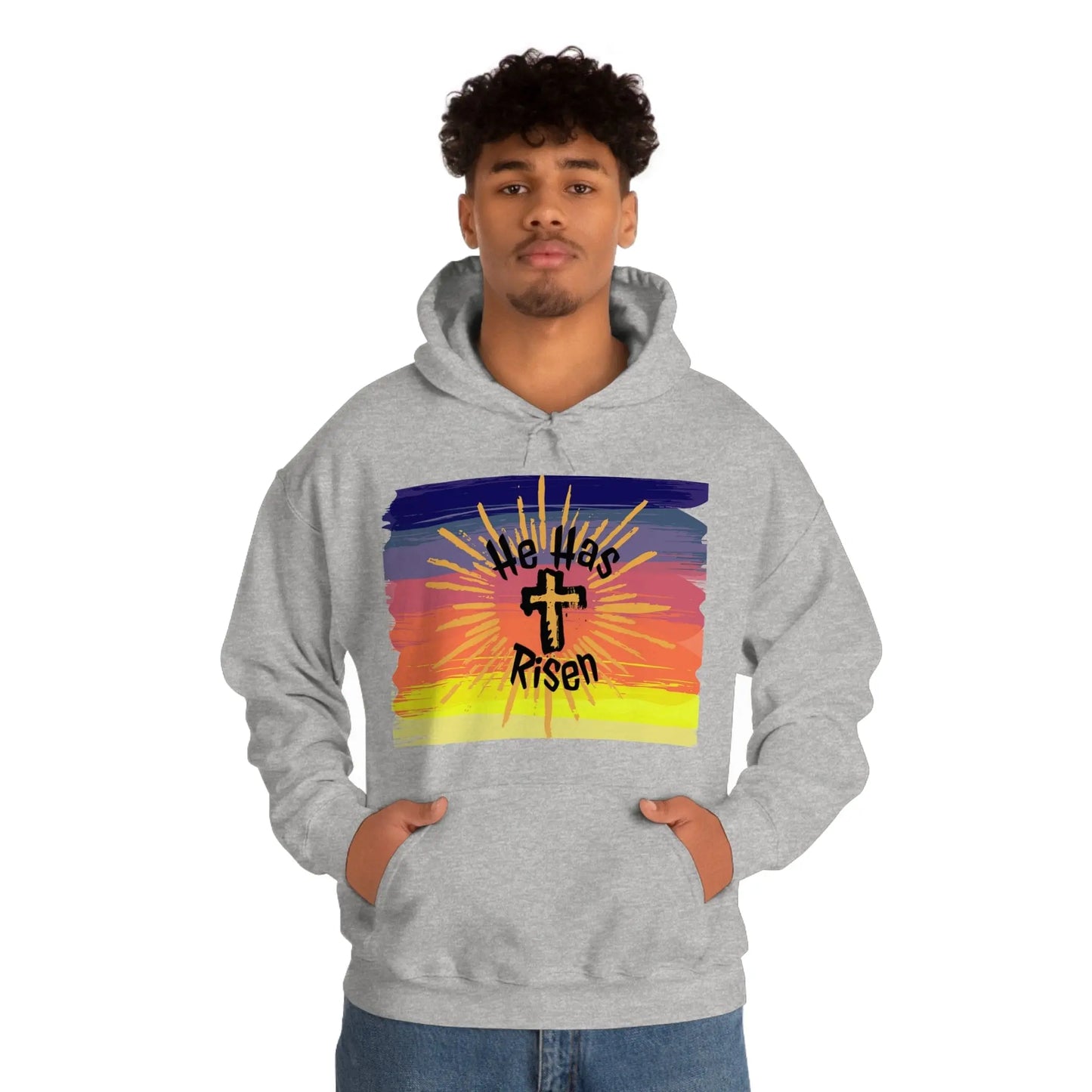 Easter He is Risen Sunset Unisex Heavy Blend Hooded Sweatshirt