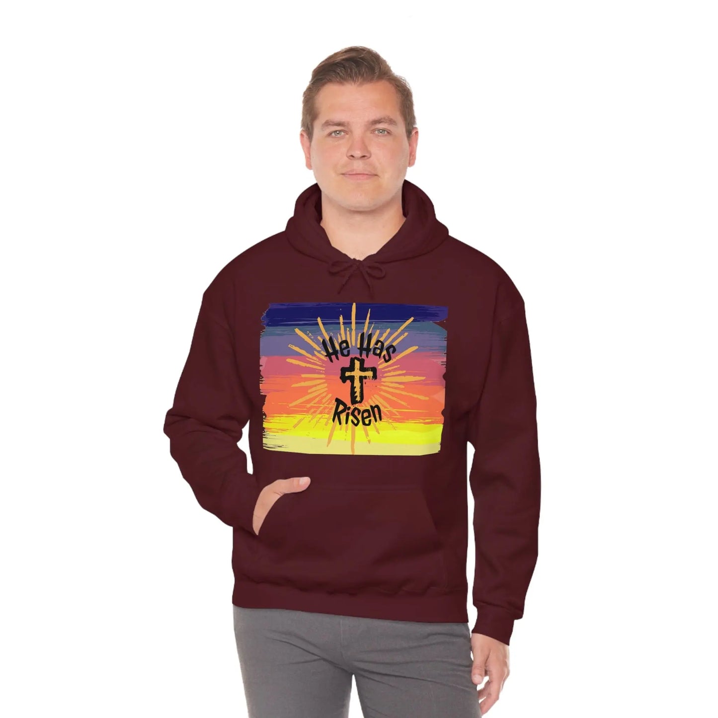 Easter He is Risen Sunset Unisex Heavy Blend Hooded Sweatshirt