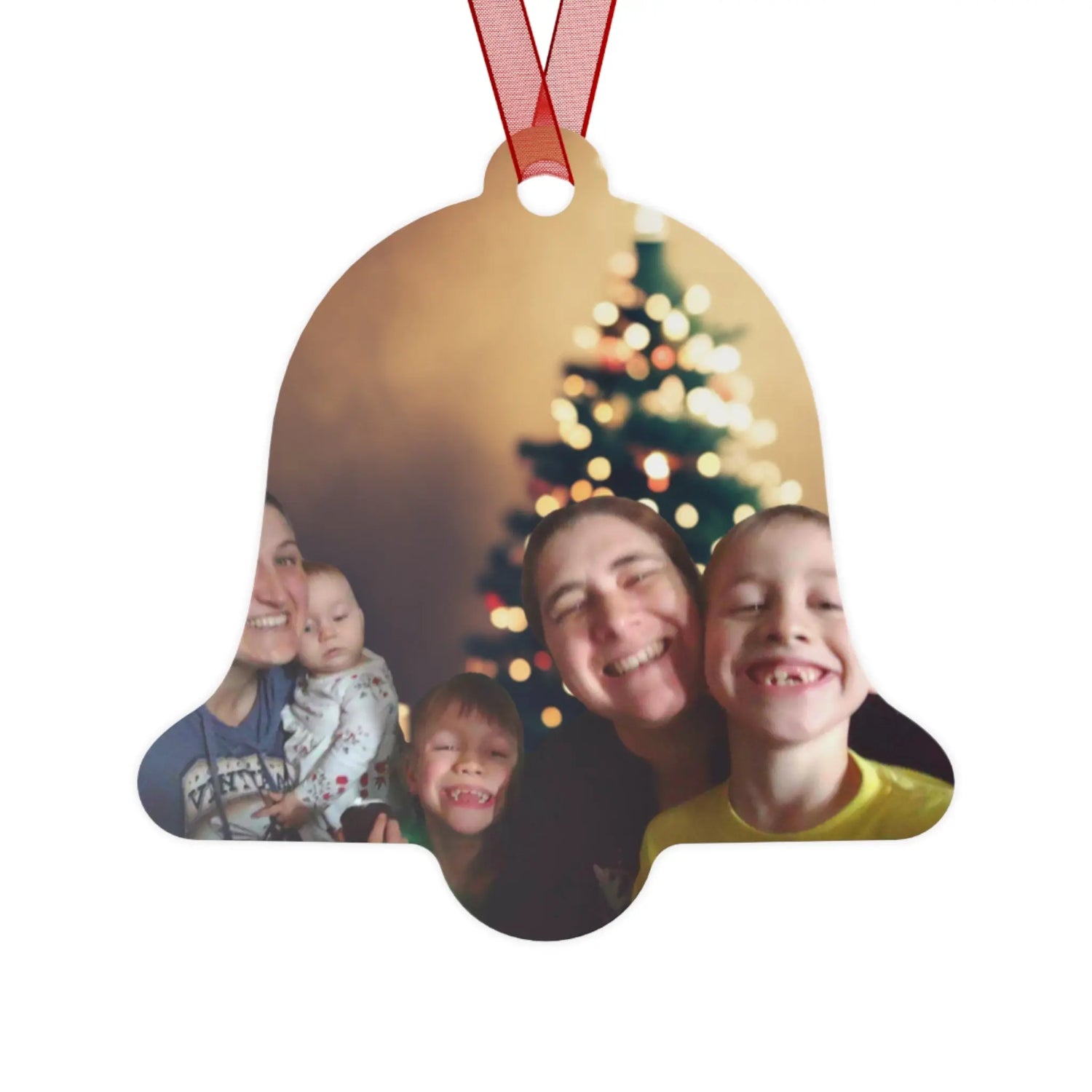 Fam with Tree Metal Ornaments Printify