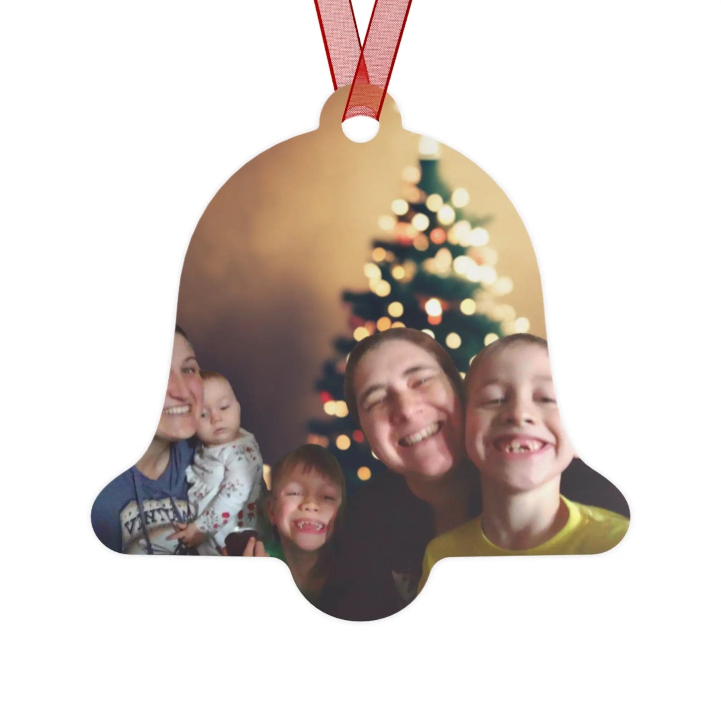 Fam with Tree Metal Ornaments Printify