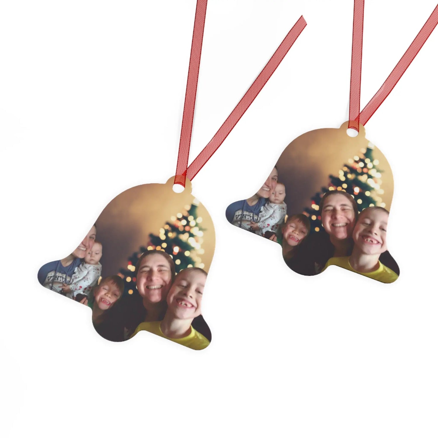 Fam with Tree Metal Ornaments Printify