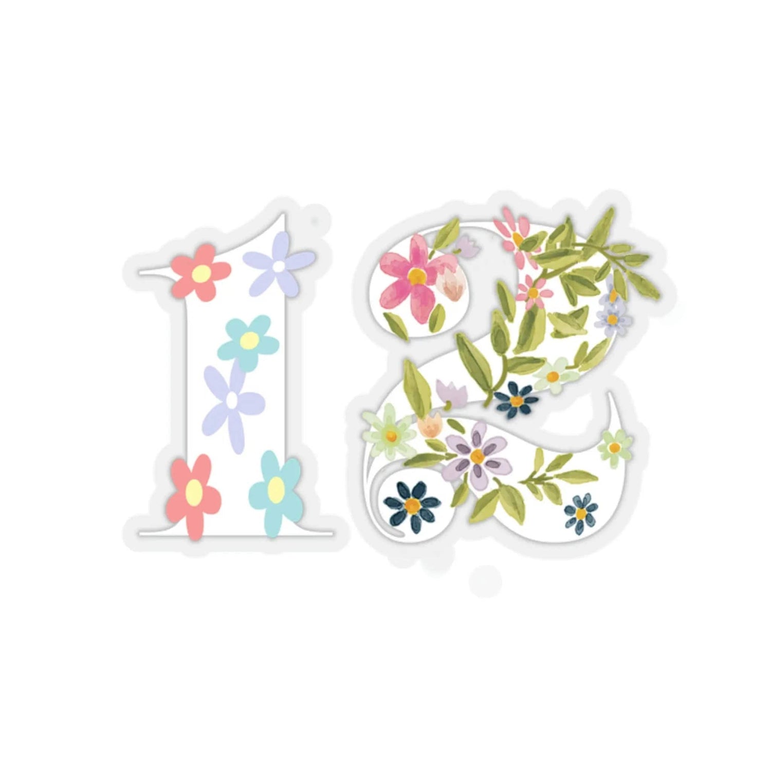 Flower girly 12 Cute Kiss-Cut Stickers 2" × 2" Transparent