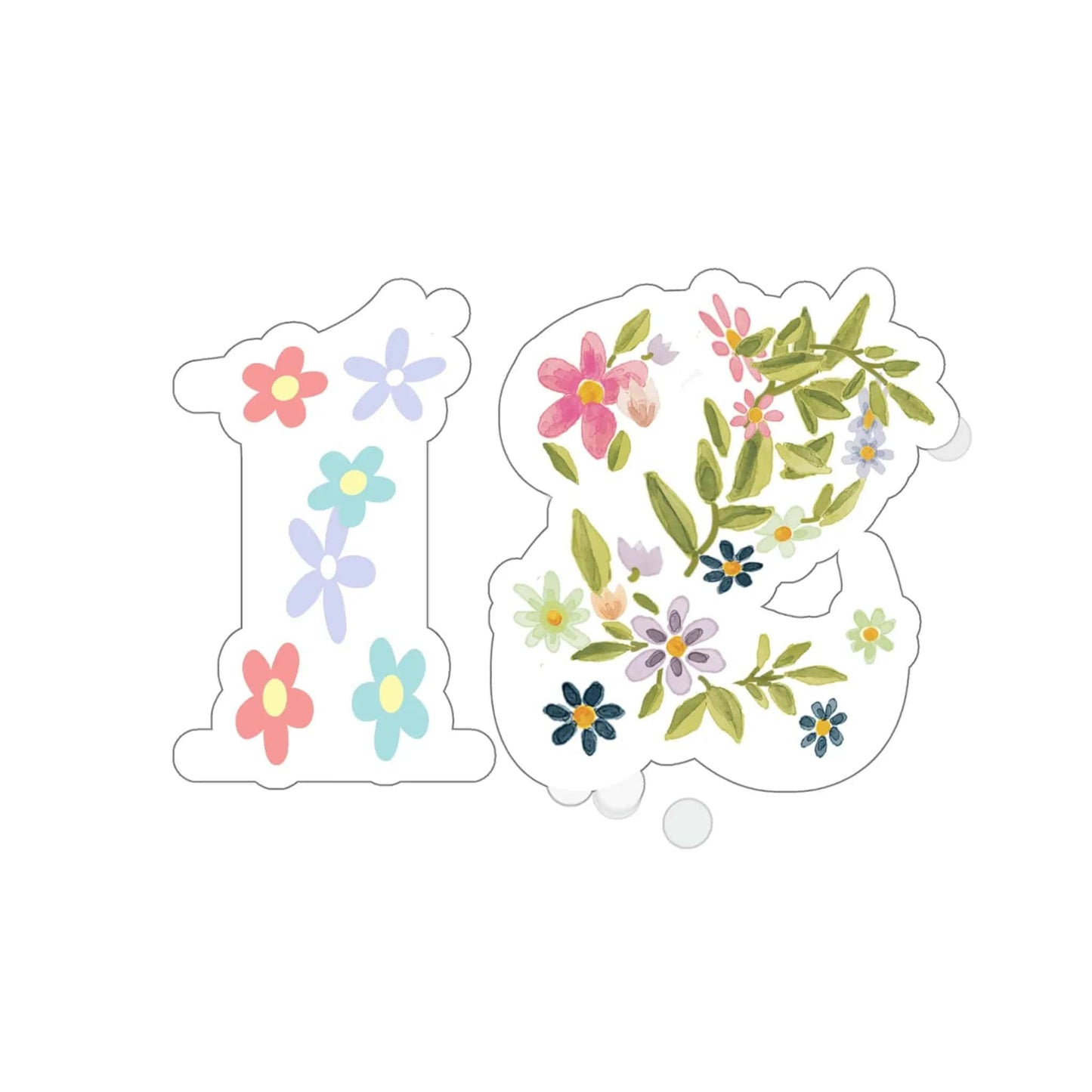 Flower girly 12 Cute Kiss-Cut Stickers 6" × 6" White