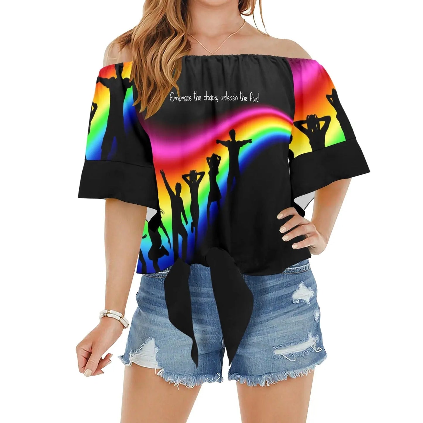 Fun Dance Rainbow Silhouette Woman's Blouse