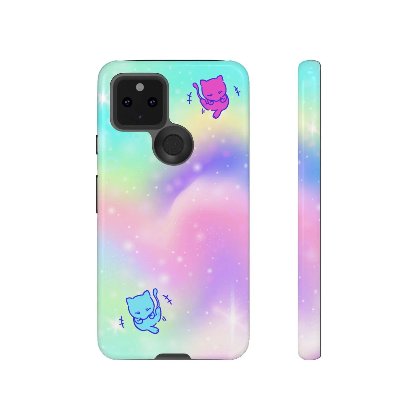 Giggling Anime Cat Rainbow Tough Phone Cases