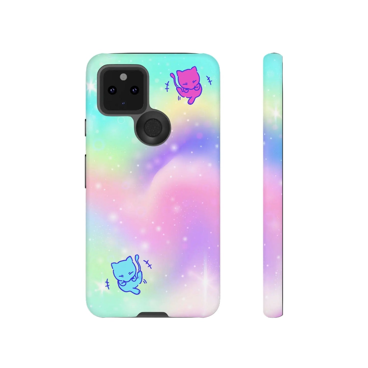 Giggling Anime Cat Rainbow Tough Phone Cases