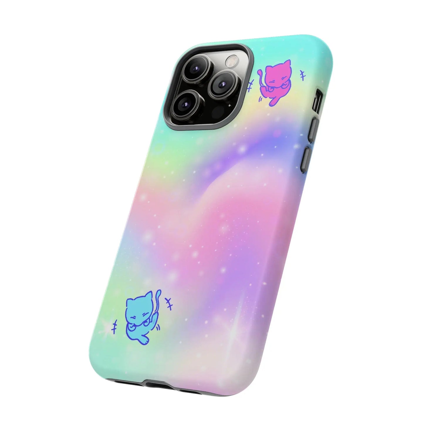 Giggling Anime Cat Rainbow Tough Phone Cases