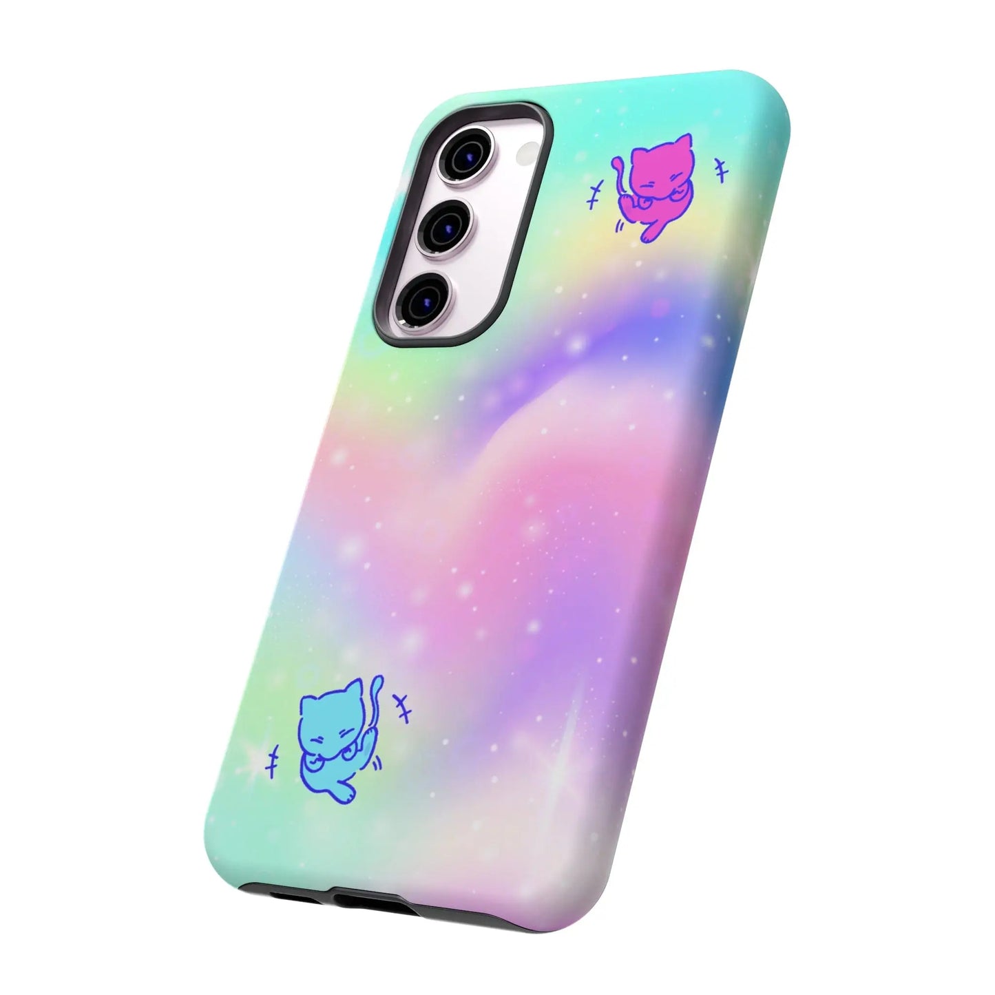 Giggling Anime Cat Rainbow Tough Phone Cases