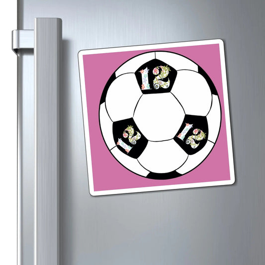 Girly Cute Flower 12 Soccer ball Magnets 6" × 6"