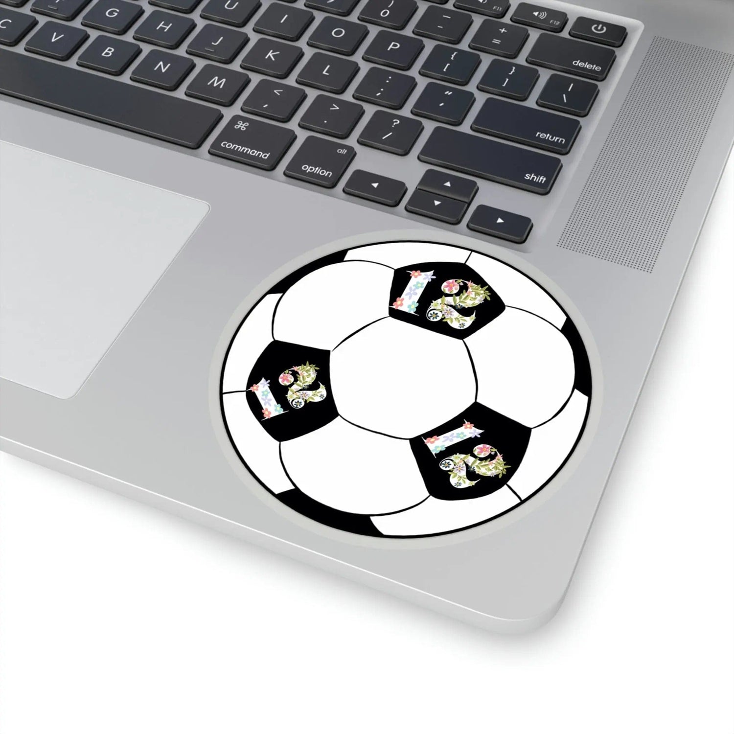 Girly Flower Cute 12 Soccer ball Kiss-Cut Stickers 4" × 4" Transparent