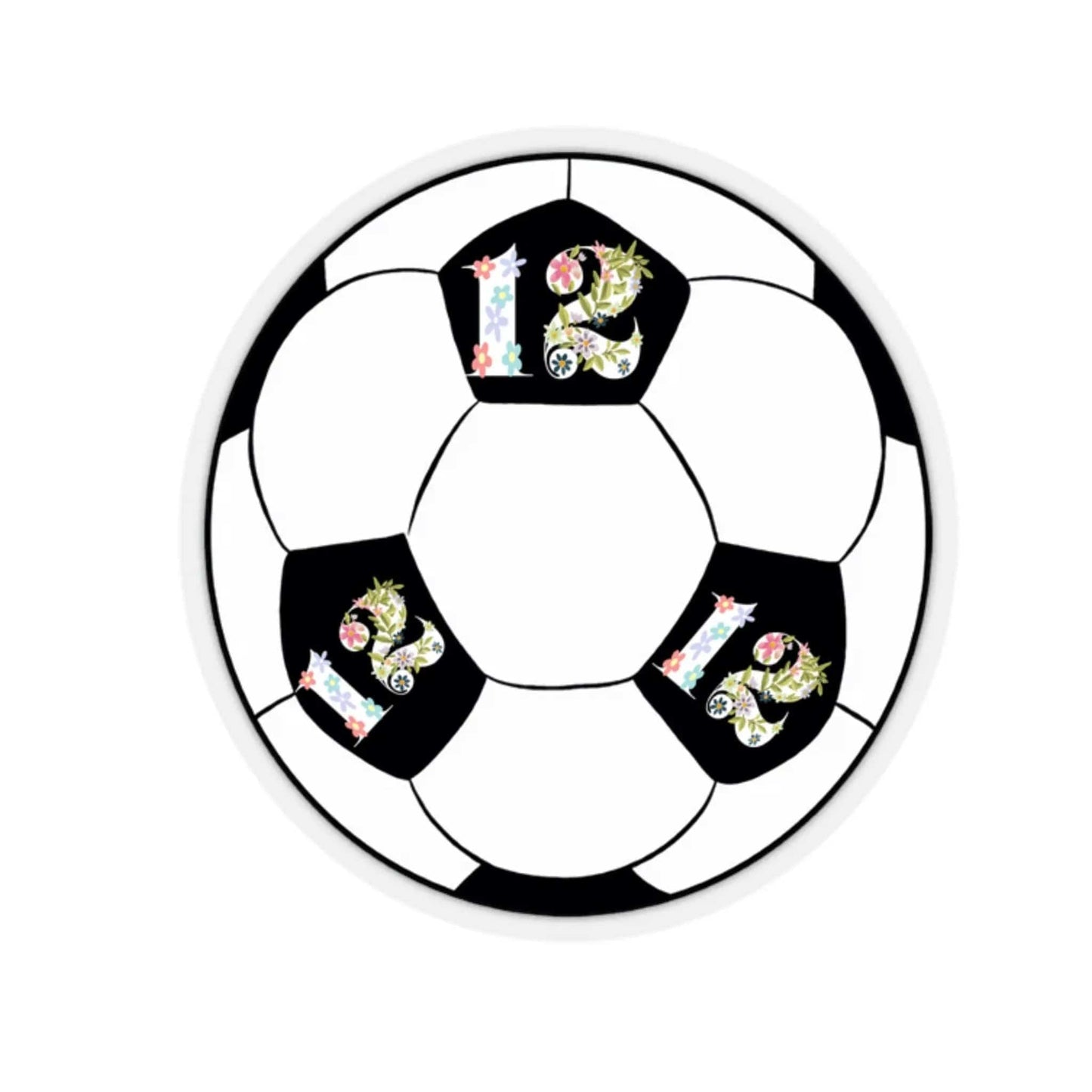 Girly Flower Cute 12 Soccer ball Kiss-Cut Stickers 2" × 2" Transparent