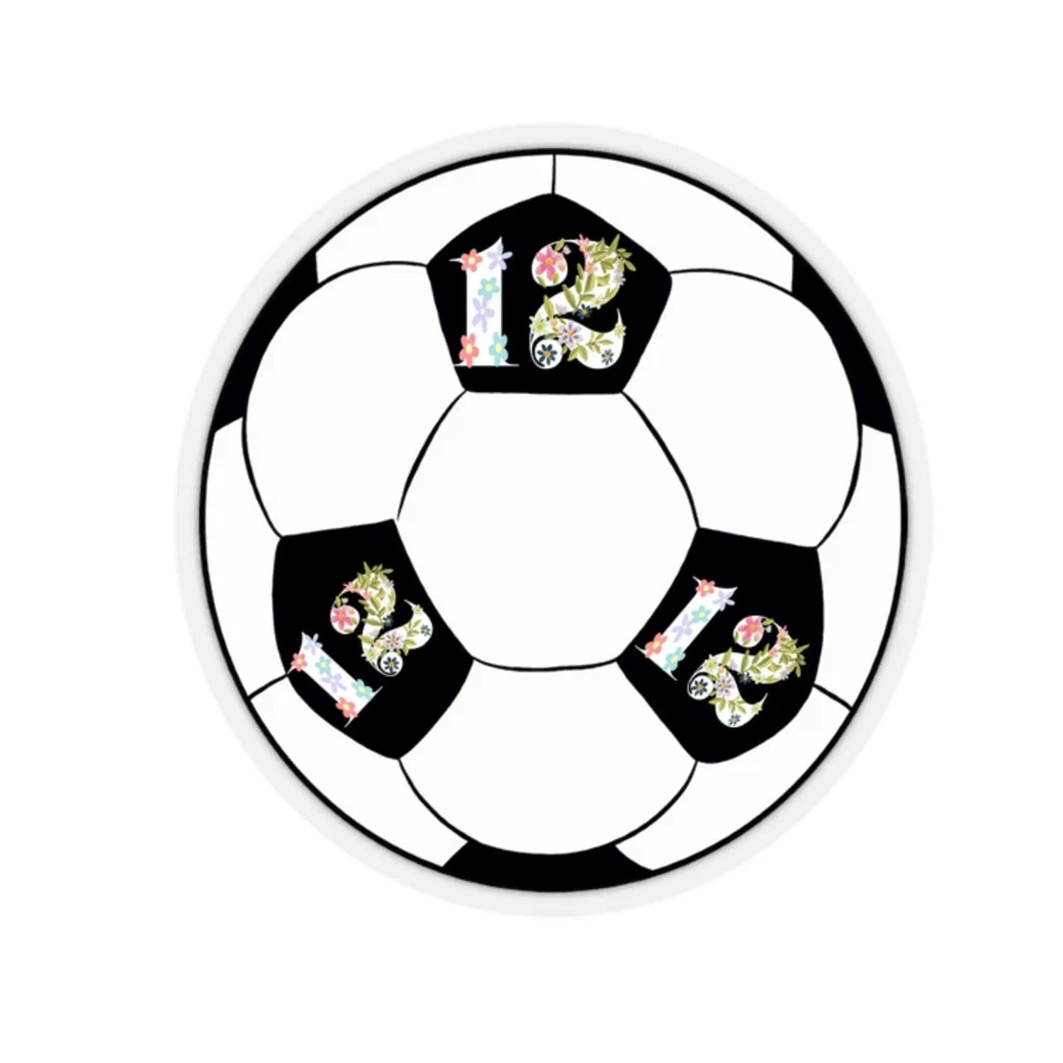 Girly Flower Cute 12 Soccer ball Kiss-Cut Stickers 2" × 2" Transparent