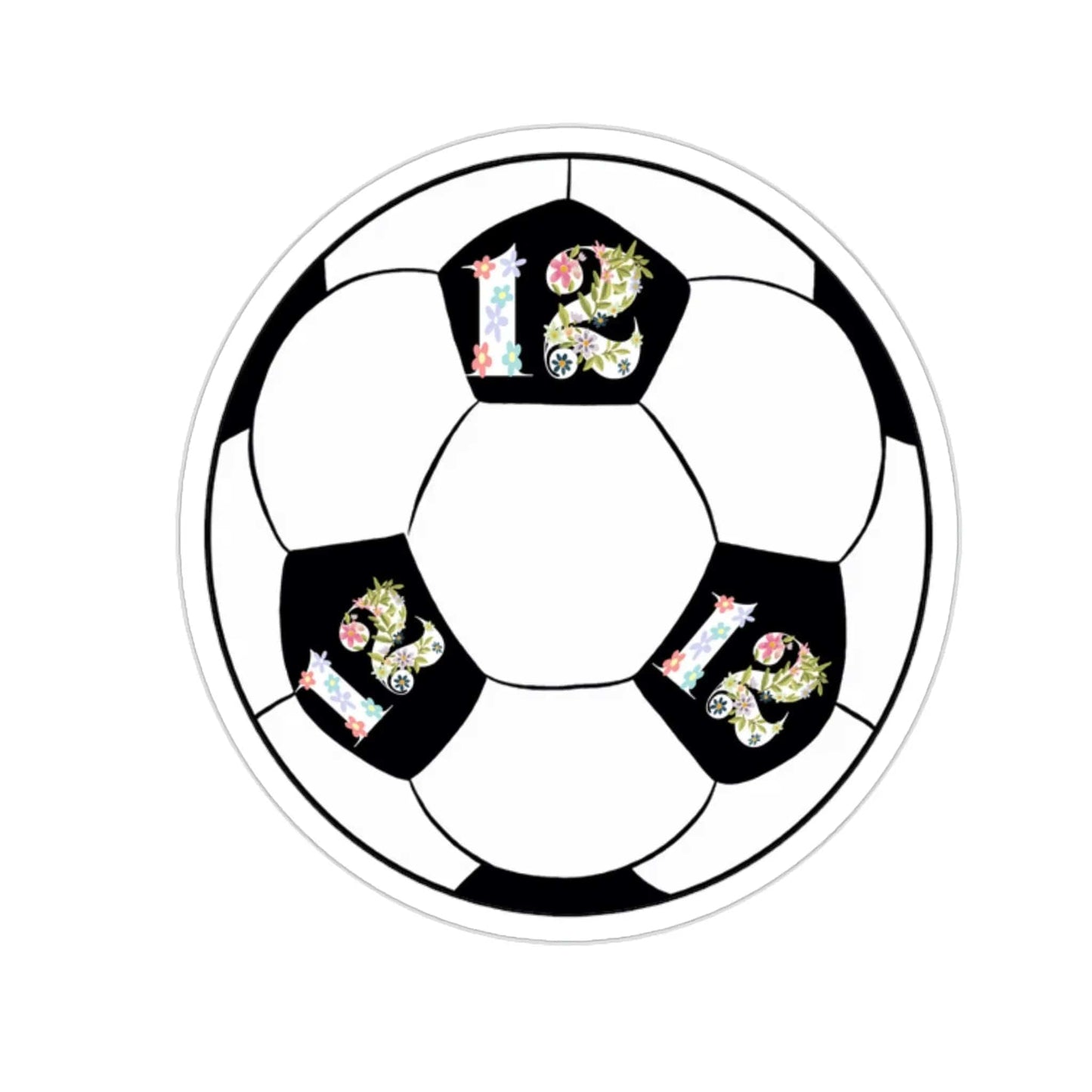 Girly Flower Cute 12 Soccer ball Kiss-Cut Stickers