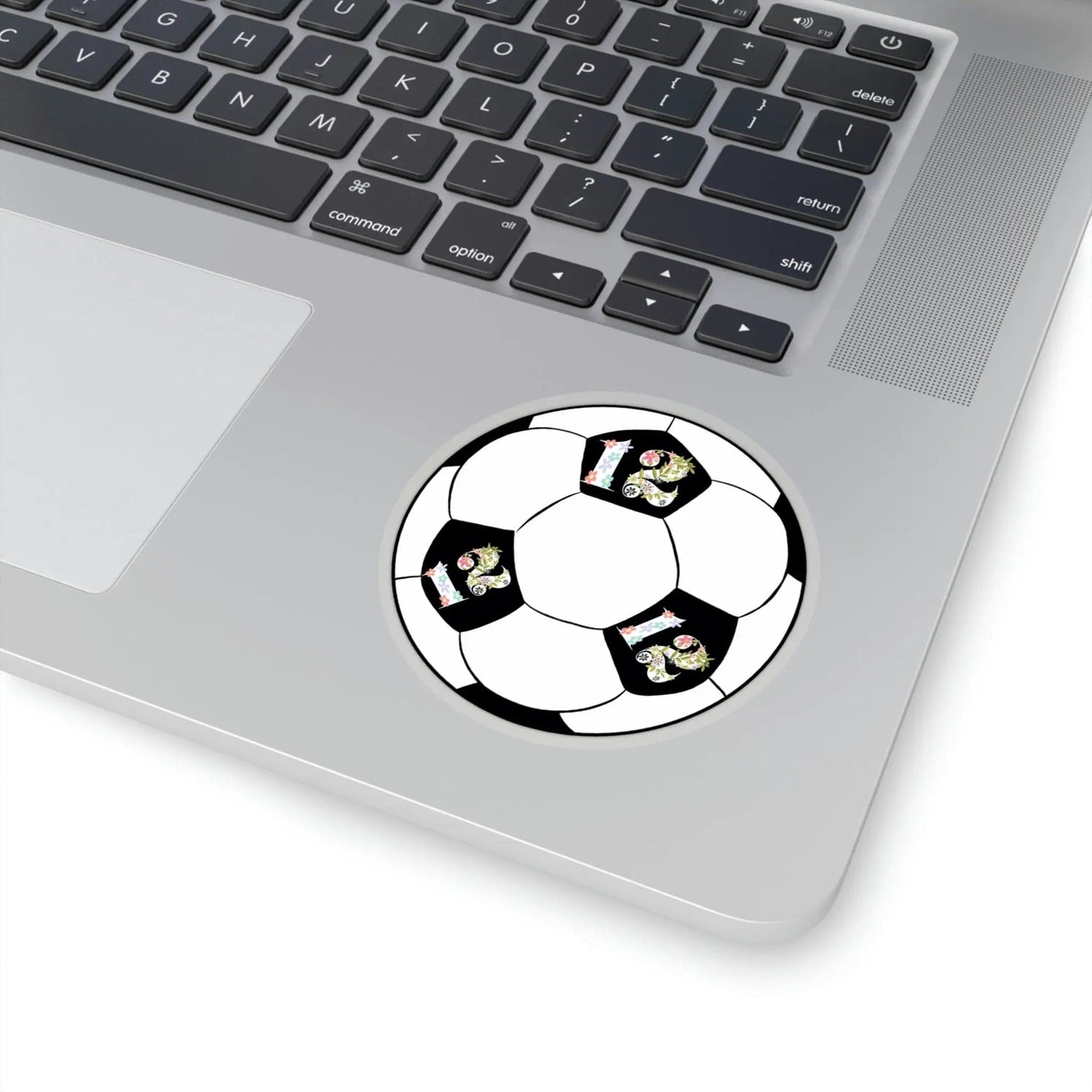 Girly Flower Cute 12 Soccer ball Kiss-Cut Stickers 3" × 3" Transparent