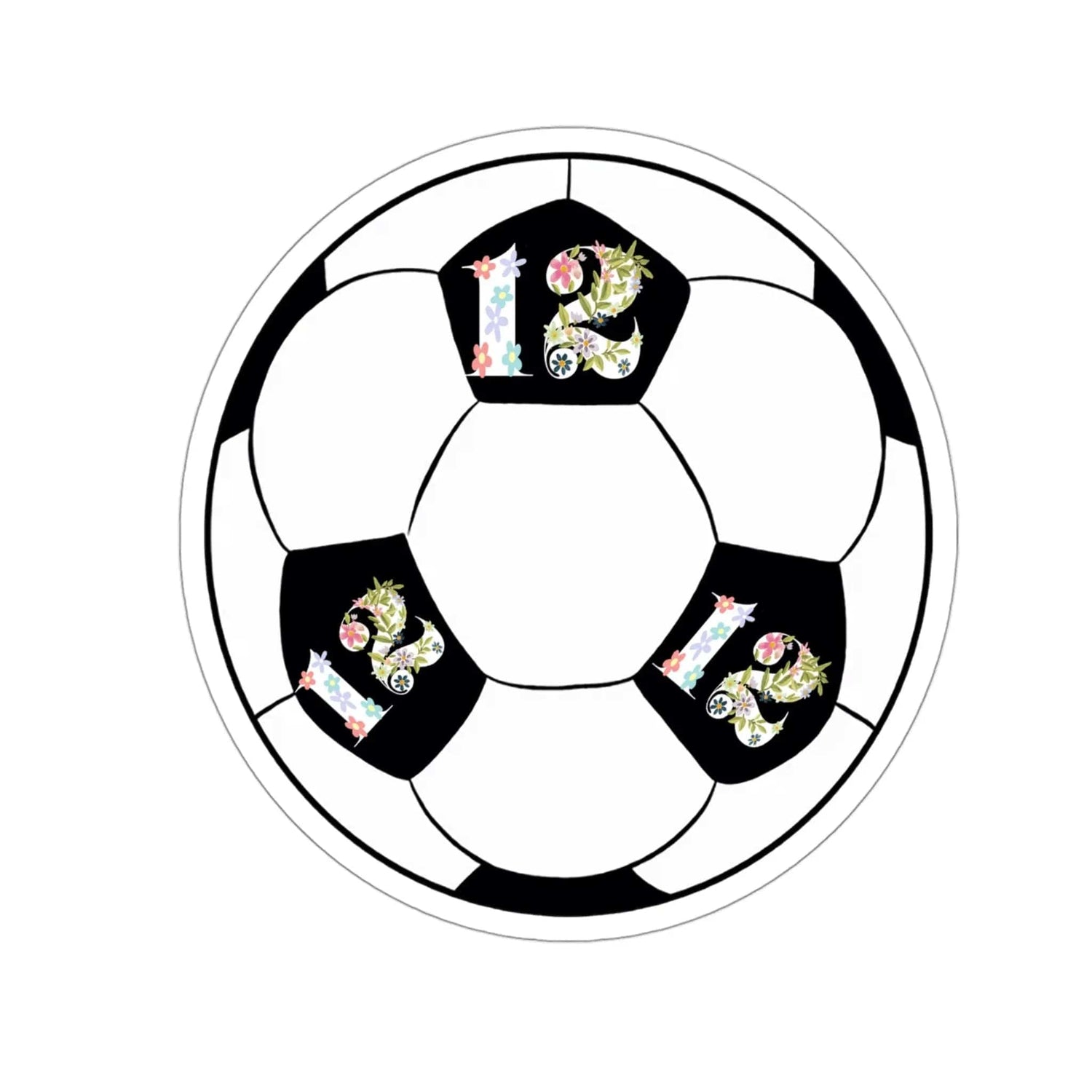 Girly Flower Cute 12 Soccer ball Kiss-Cut Stickers 4" × 4" White