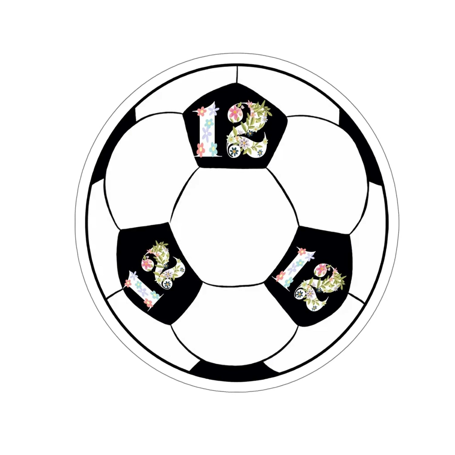 Girly Flower Cute 12 Soccer ball Kiss-Cut Stickers 6" × 6" White