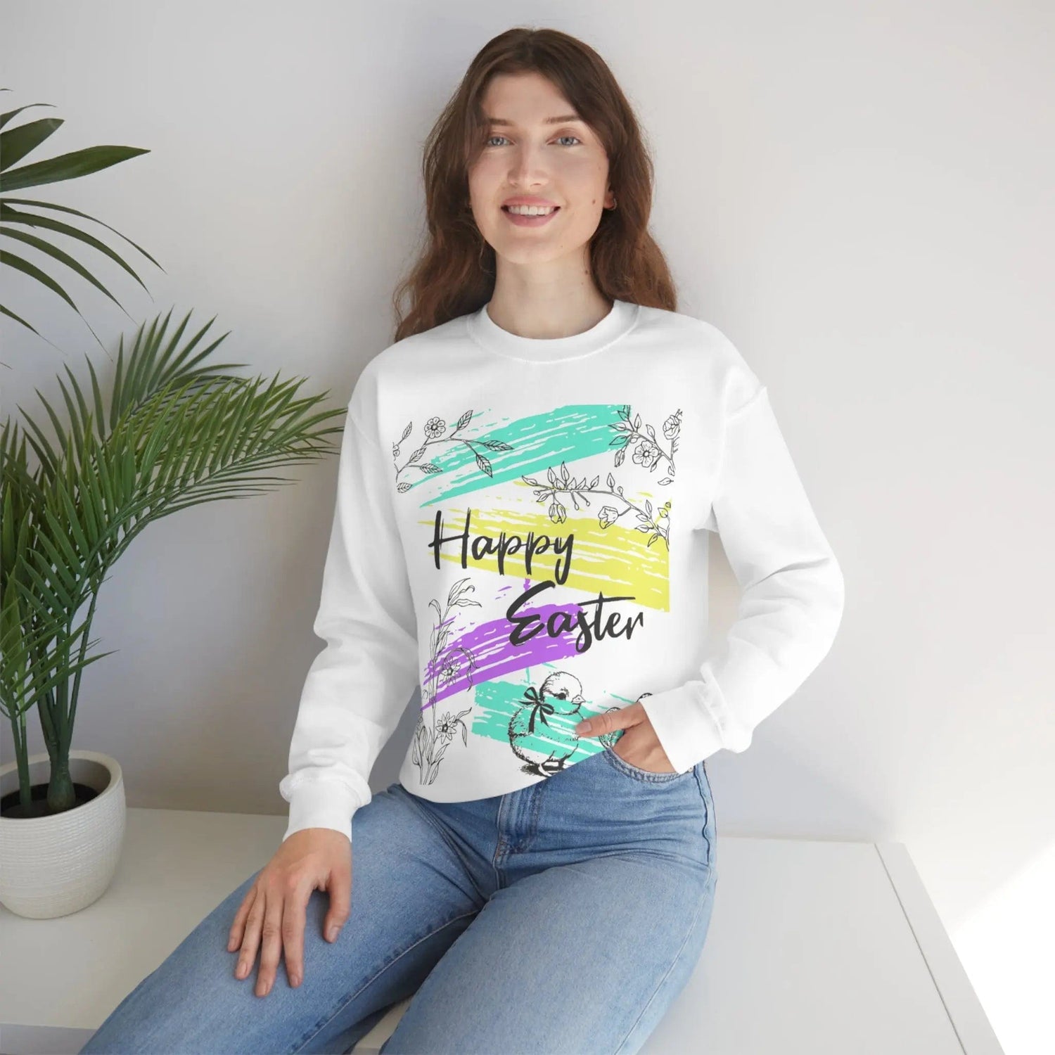 Happy Easter Pastel Unisex Heavy Blend Crewneck Sweatshirt