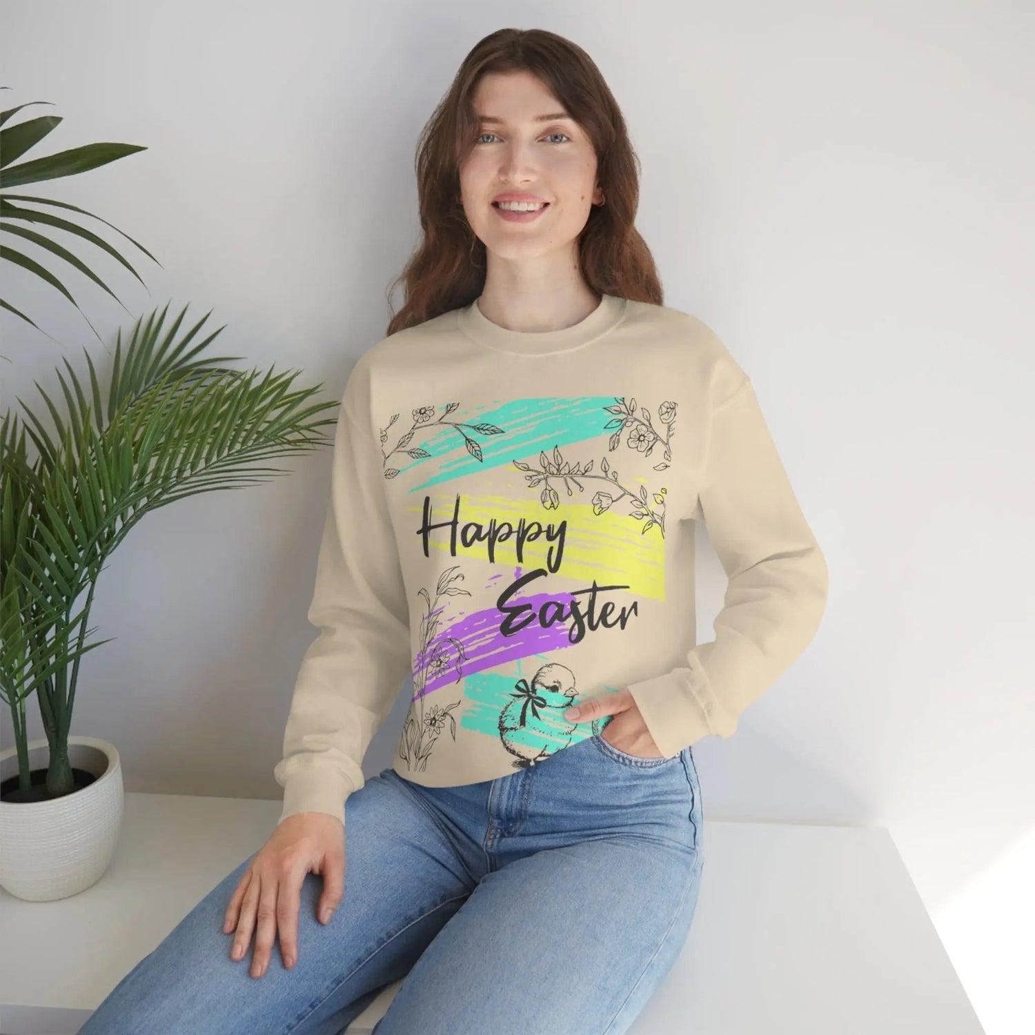 Happy Easter Pastel Unisex Heavy Blend Crewneck Sweatshirt