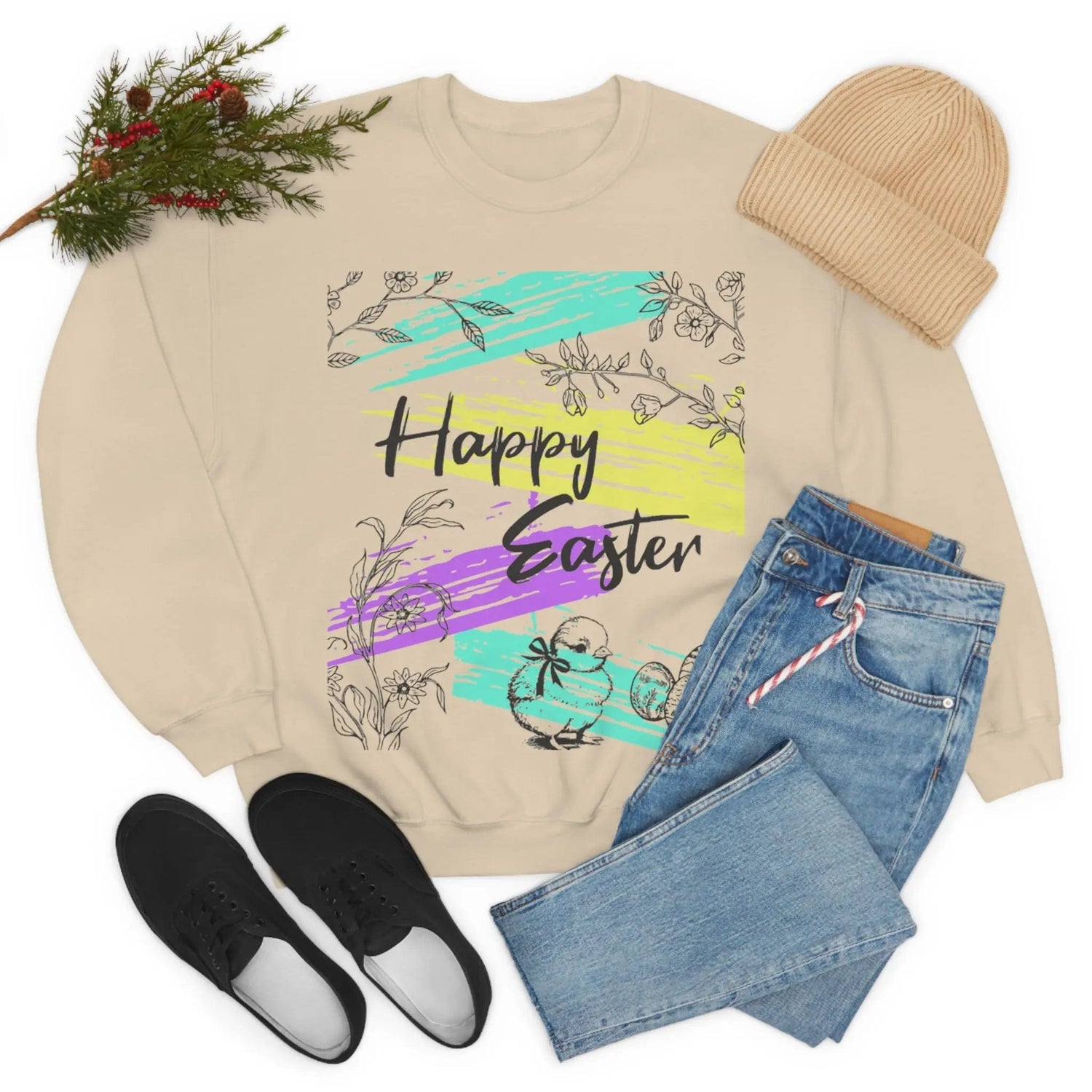 Happy Easter Pastel Unisex Heavy Blend Crewneck Sweatshirt