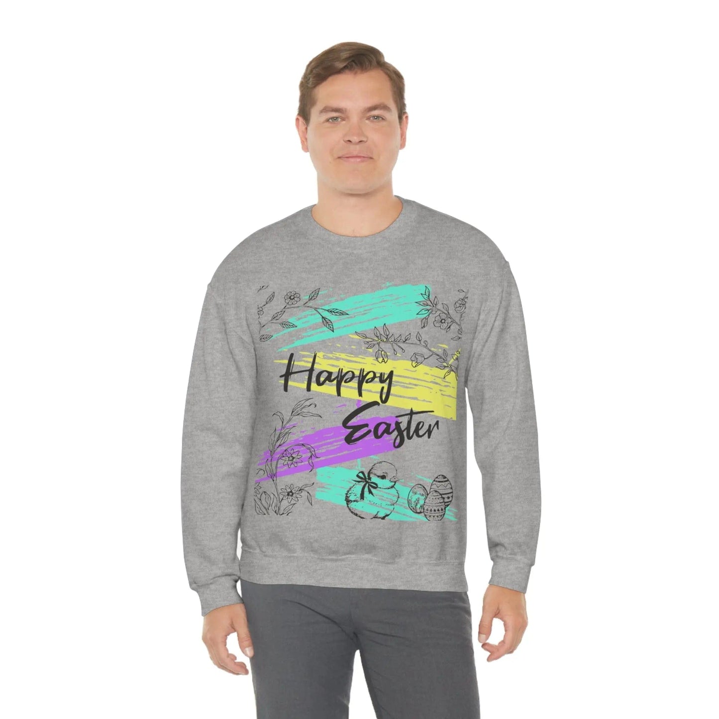 Happy Easter Pastel Unisex Heavy Blend Crewneck Sweatshirt