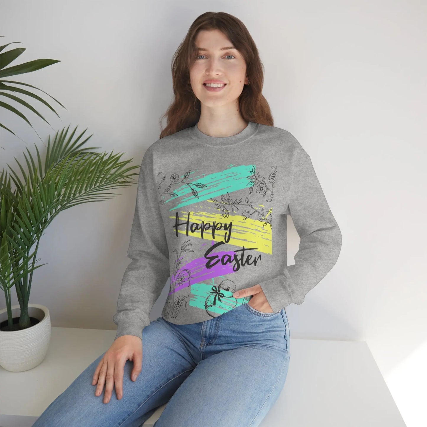 Happy Easter Pastel Unisex Heavy Blend Crewneck Sweatshirt