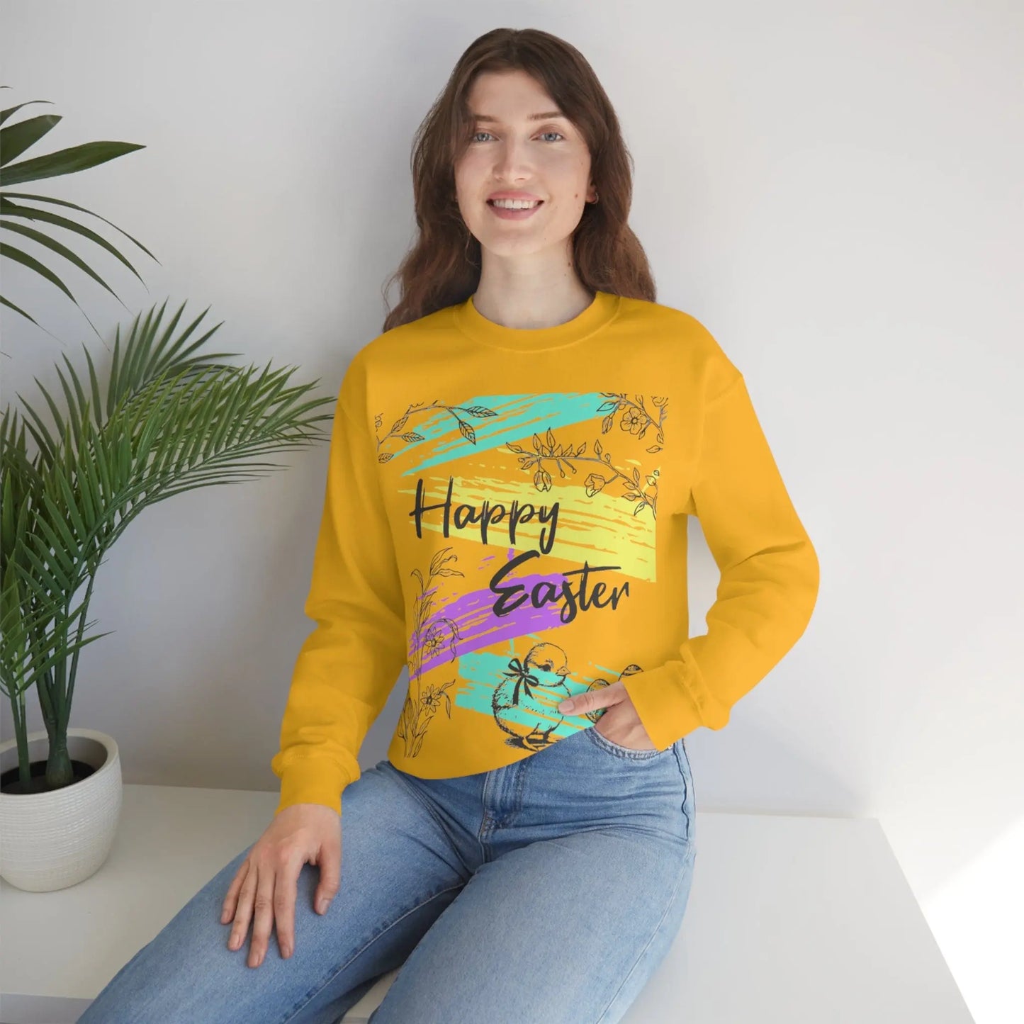 Happy Easter Pastel Unisex Heavy Blend Crewneck Sweatshirt