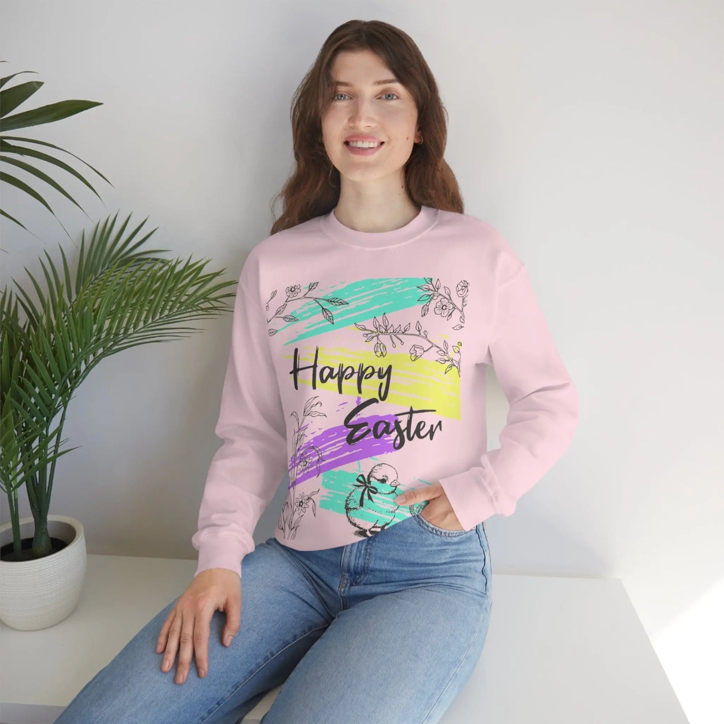 Happy Easter Pastel Unisex Heavy Blend Crewneck Sweatshirt