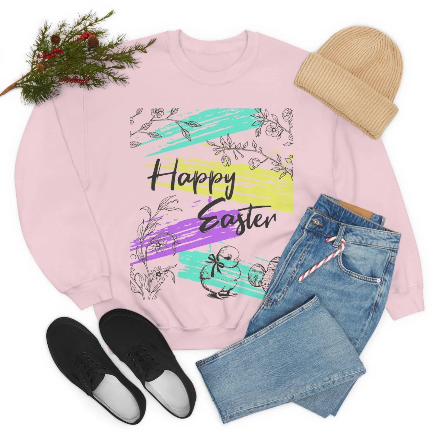 Happy Easter Pastel Unisex Heavy Blend Crewneck Sweatshirt