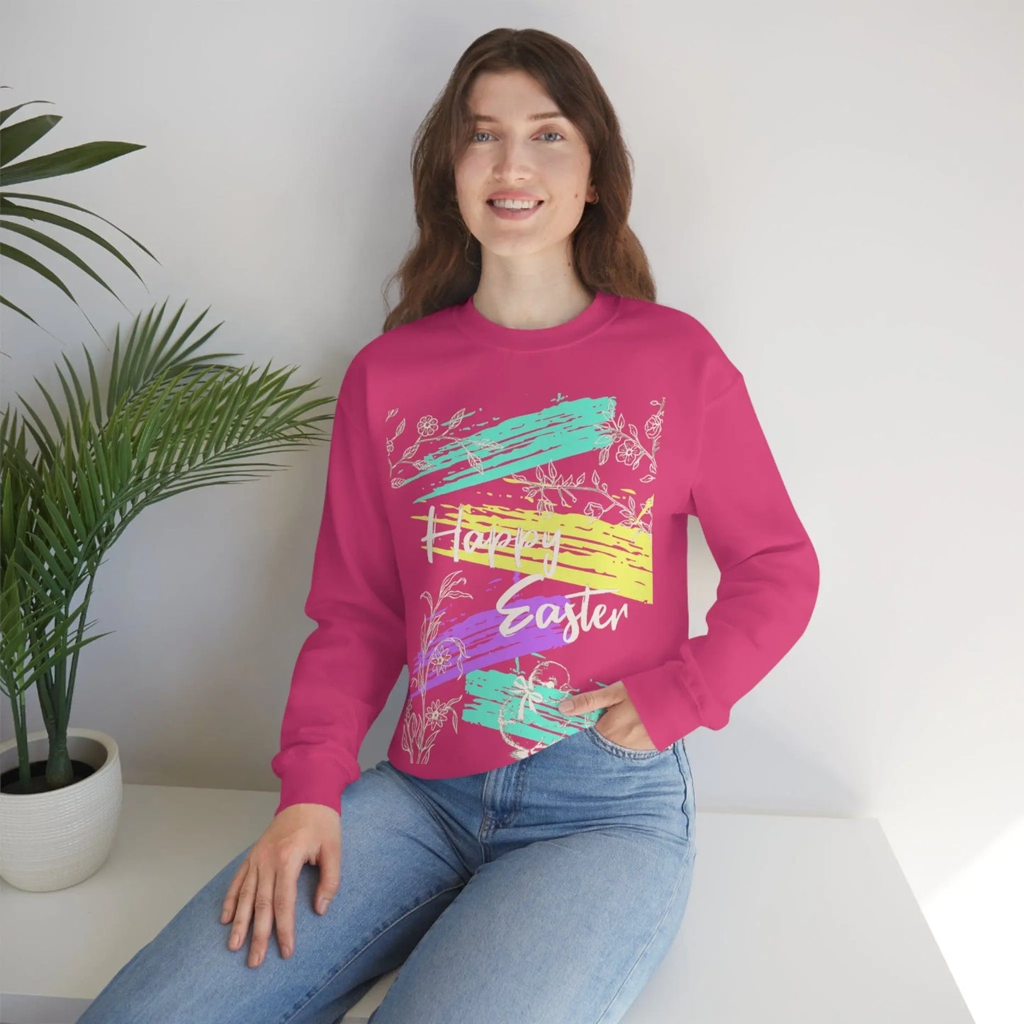 Happy Easter Pastel Unisex Heavy Blend Crewneck Sweatshirt