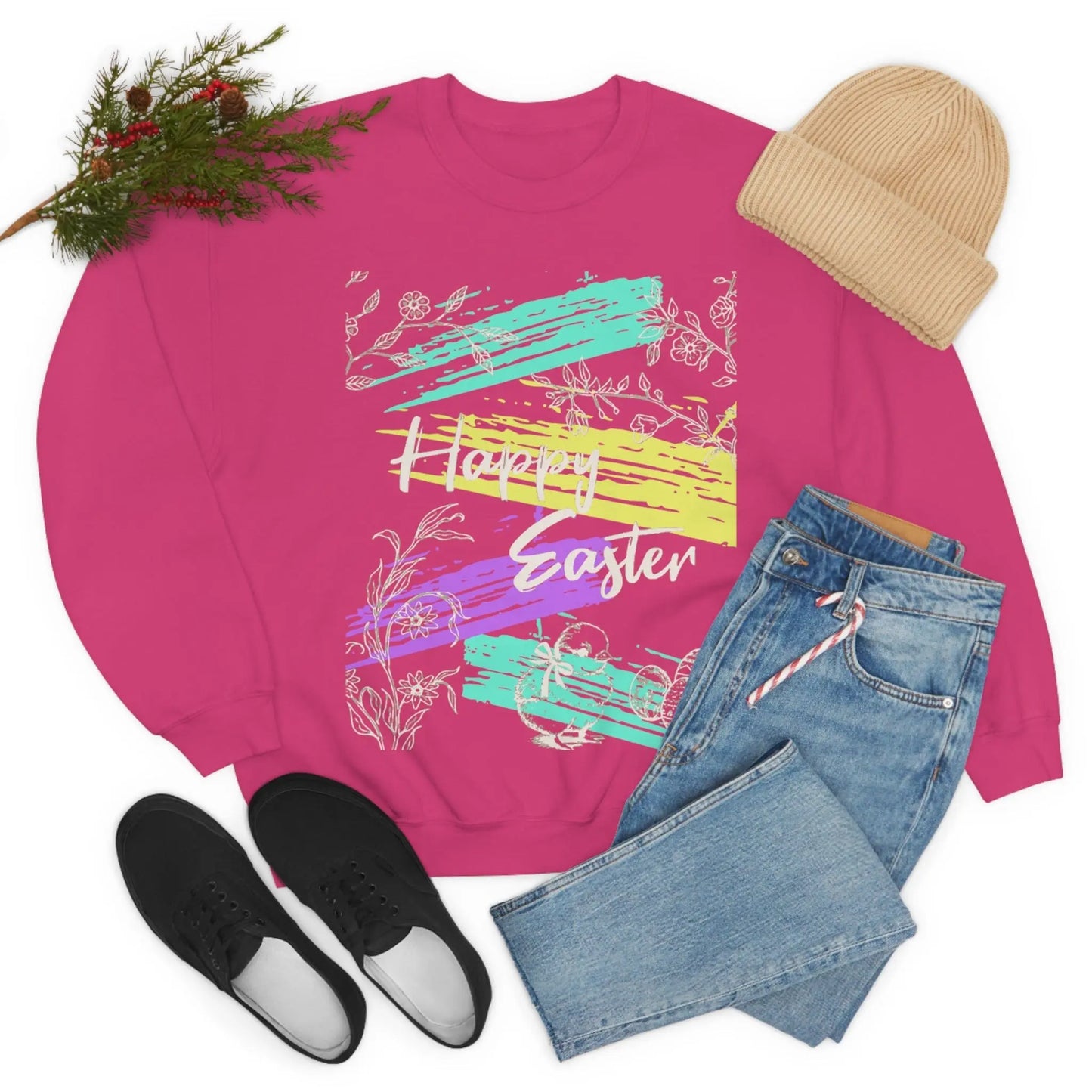 Happy Easter Pastel Unisex Heavy Blend Crewneck Sweatshirt