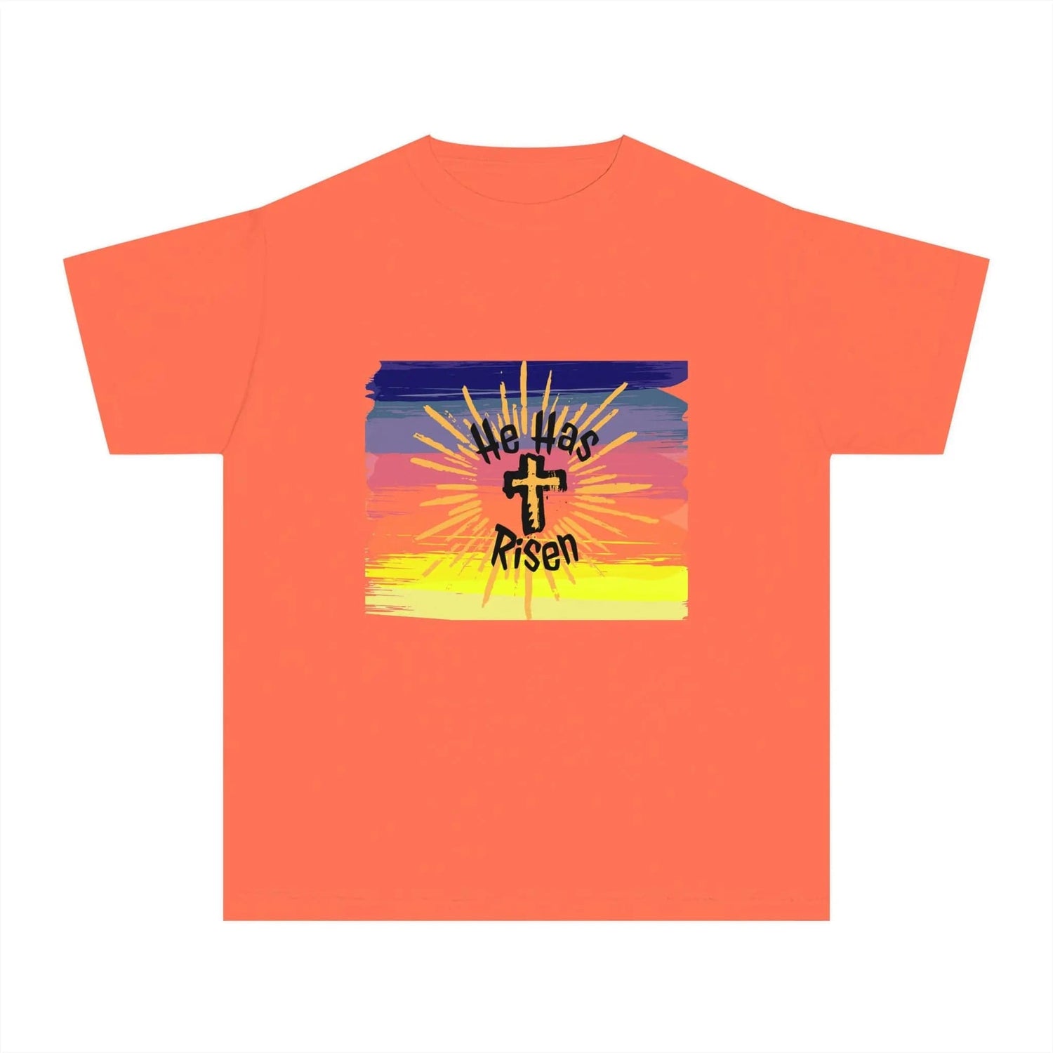 He is Risen! Youth Midweight Tee Bright Salmon