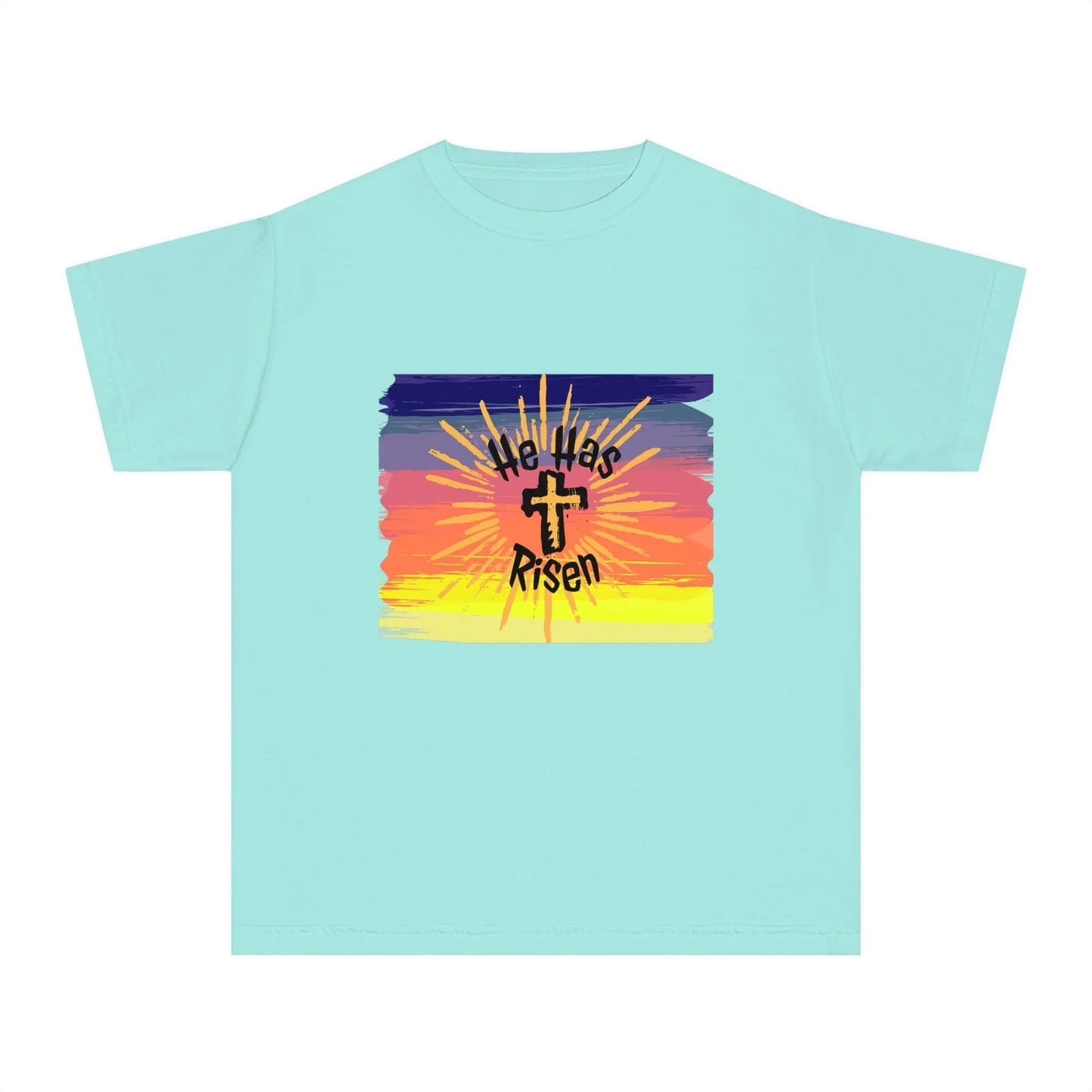 He is Risen! Youth Midweight Tee Chalky Mint