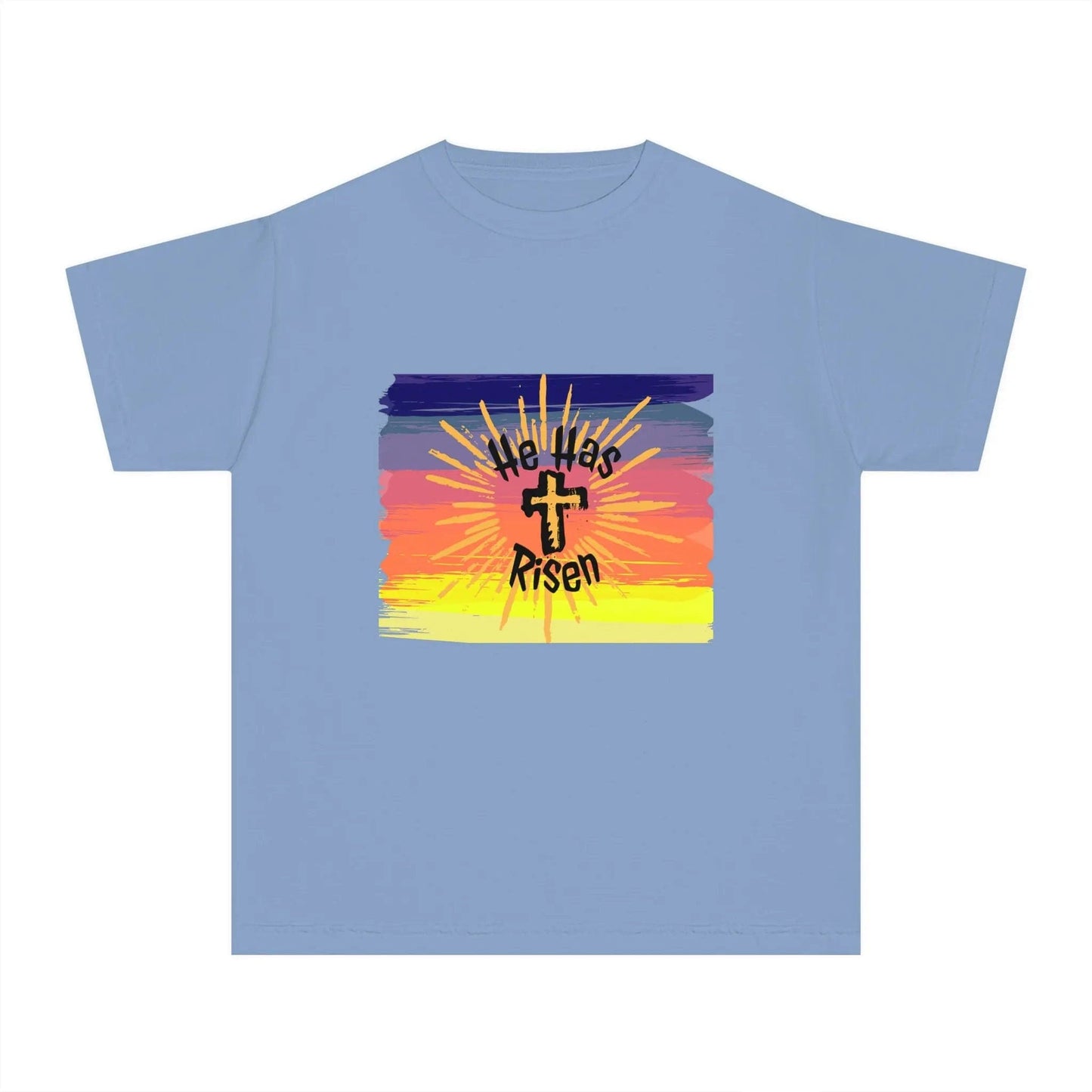 He is Risen! Youth Midweight Tee Washed Denim